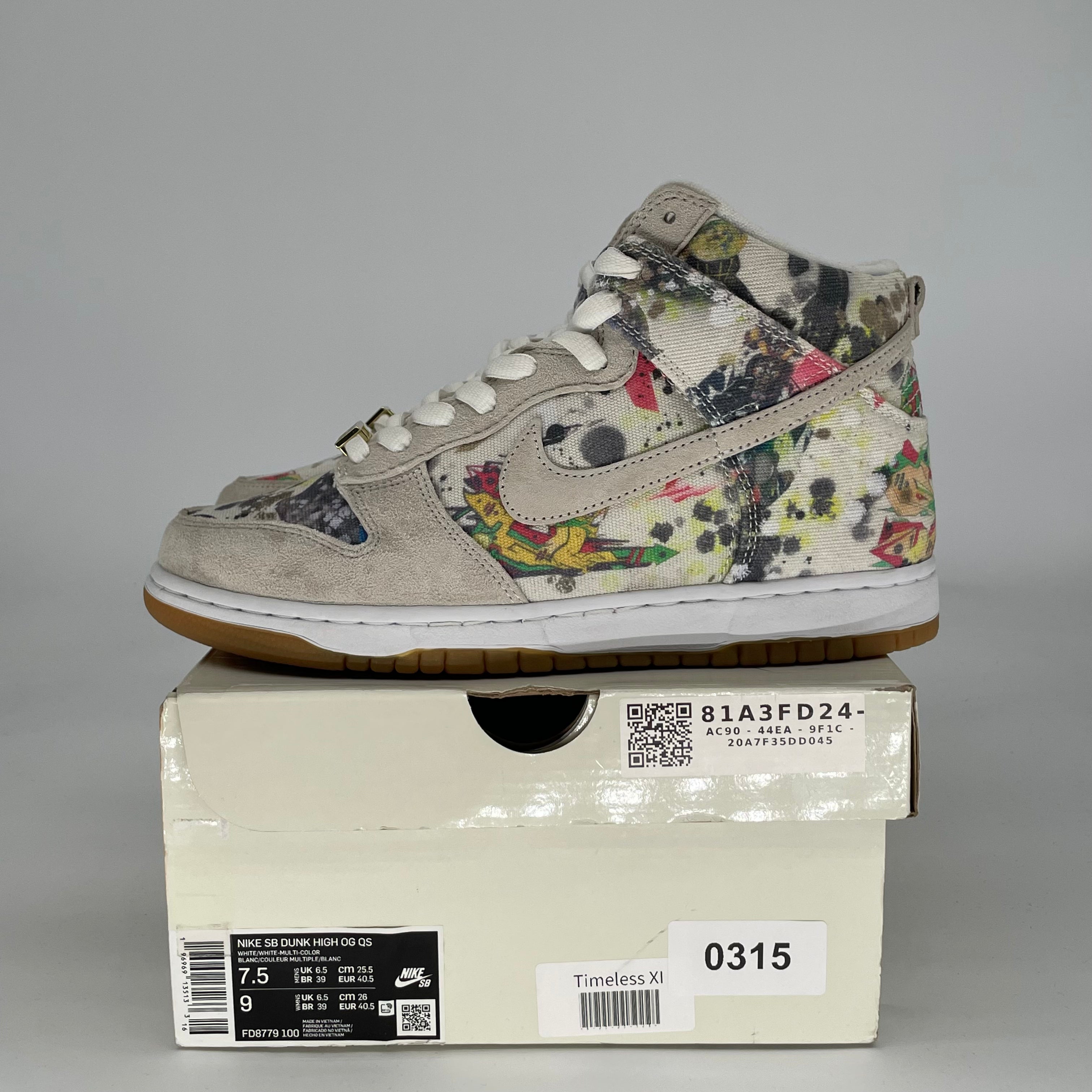 NIKE SB DUNK HIGH X SUPREME RAMMELLZEE SIZE 7.5/9W