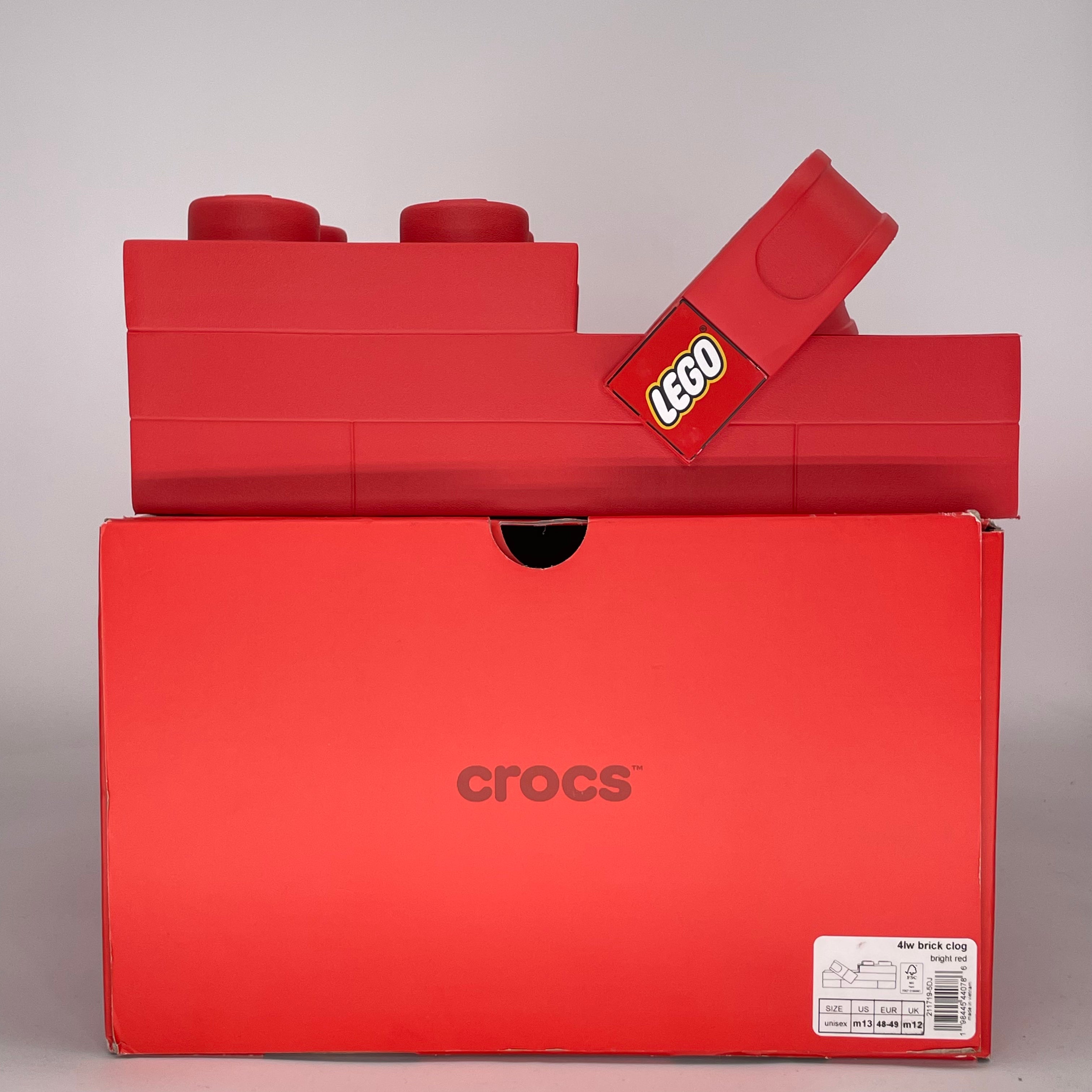 CROCS BRICK CLOG LEGO RED 211719-5DJ SIZE 13/14.5W