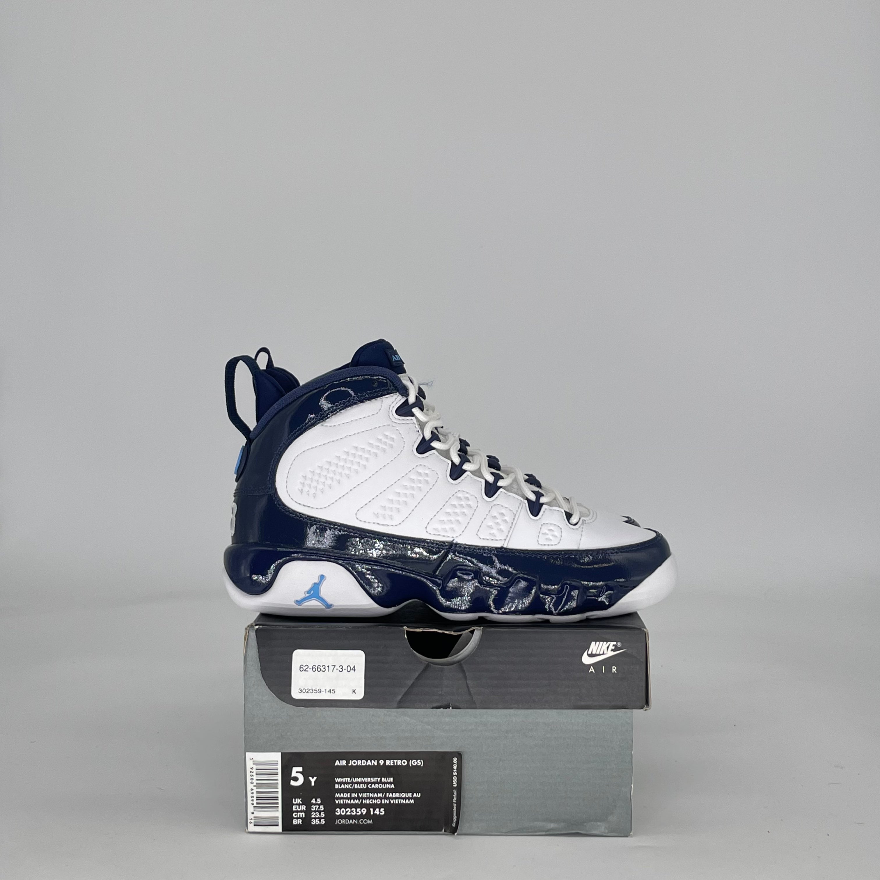 AIR JORDAN 9 PEARL BLUE 302359-145 SIZE 5/6.5W GS