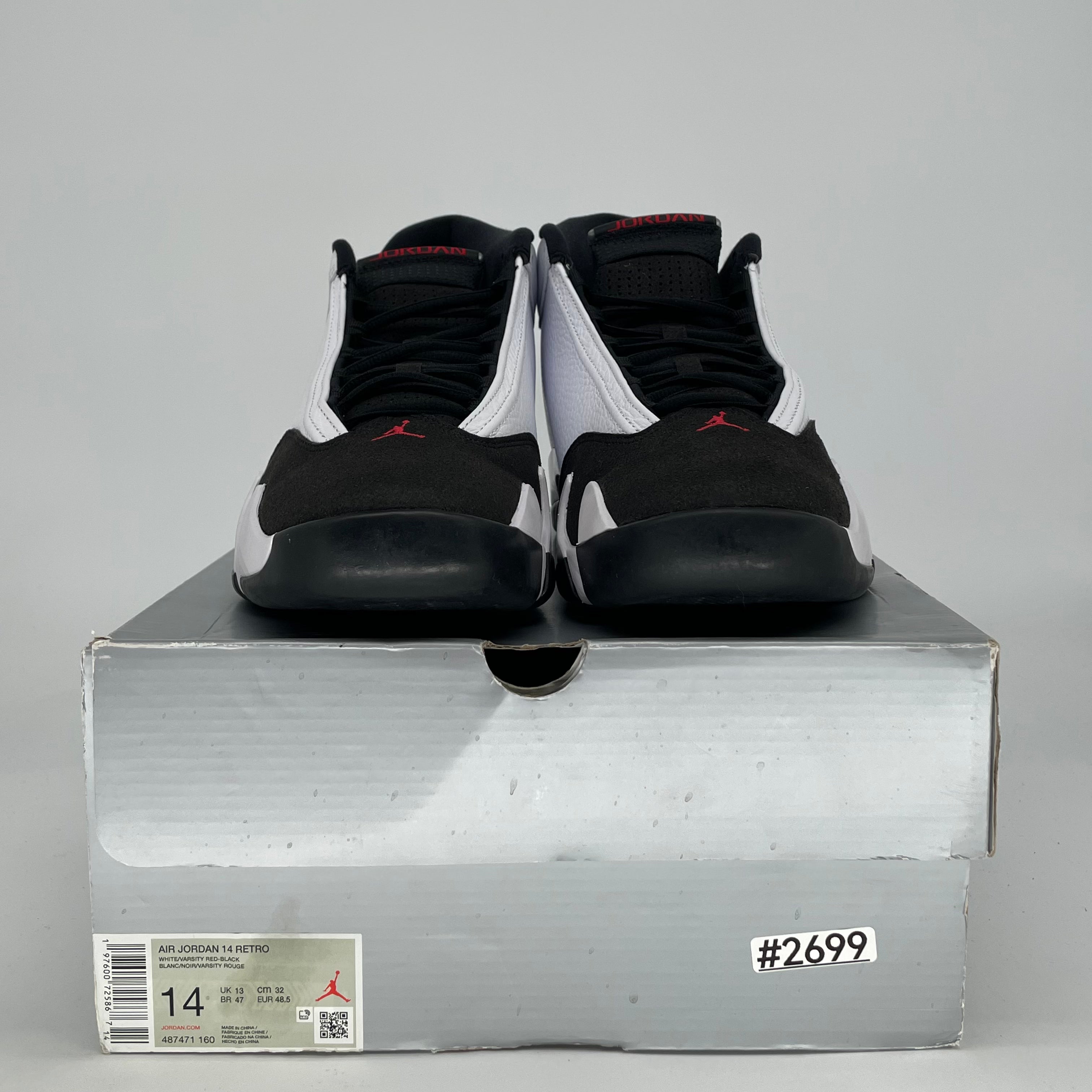 AIR JORDAN 14 BLACK TOE 487471-160 SIZE 14/15.5W