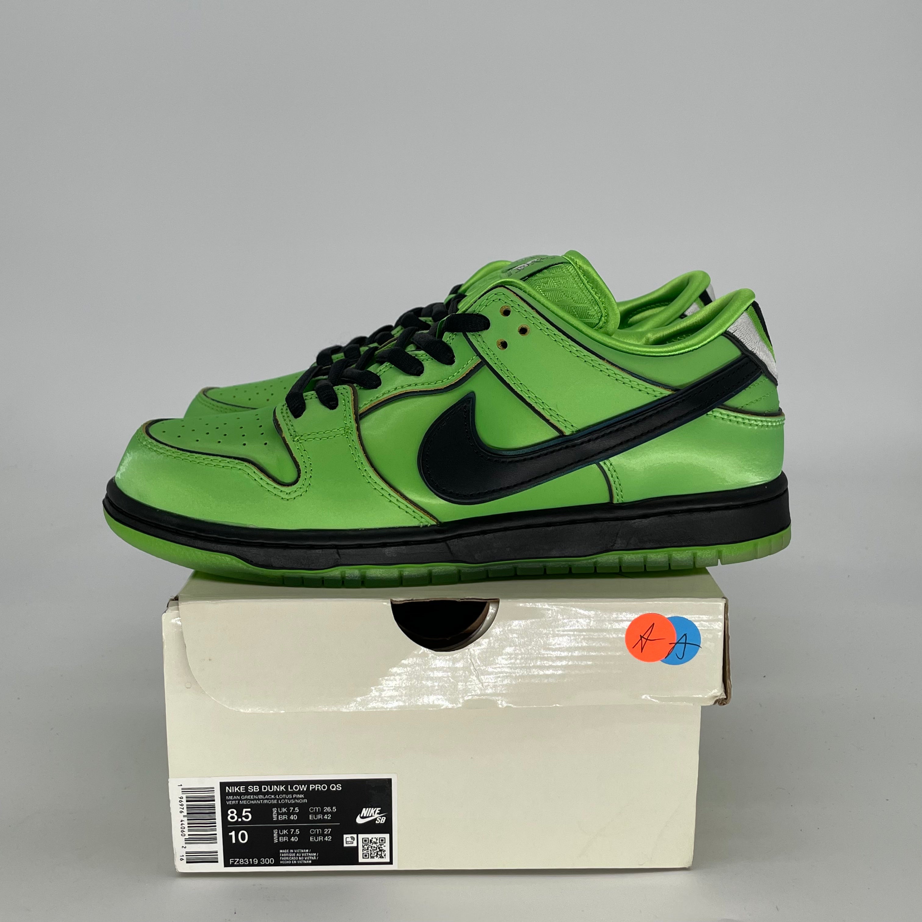 NIKE SB DUNK LOW POWERPUFF GIRLS BUTTERCUP FZ8319-300 SIZE 8.5/10W
