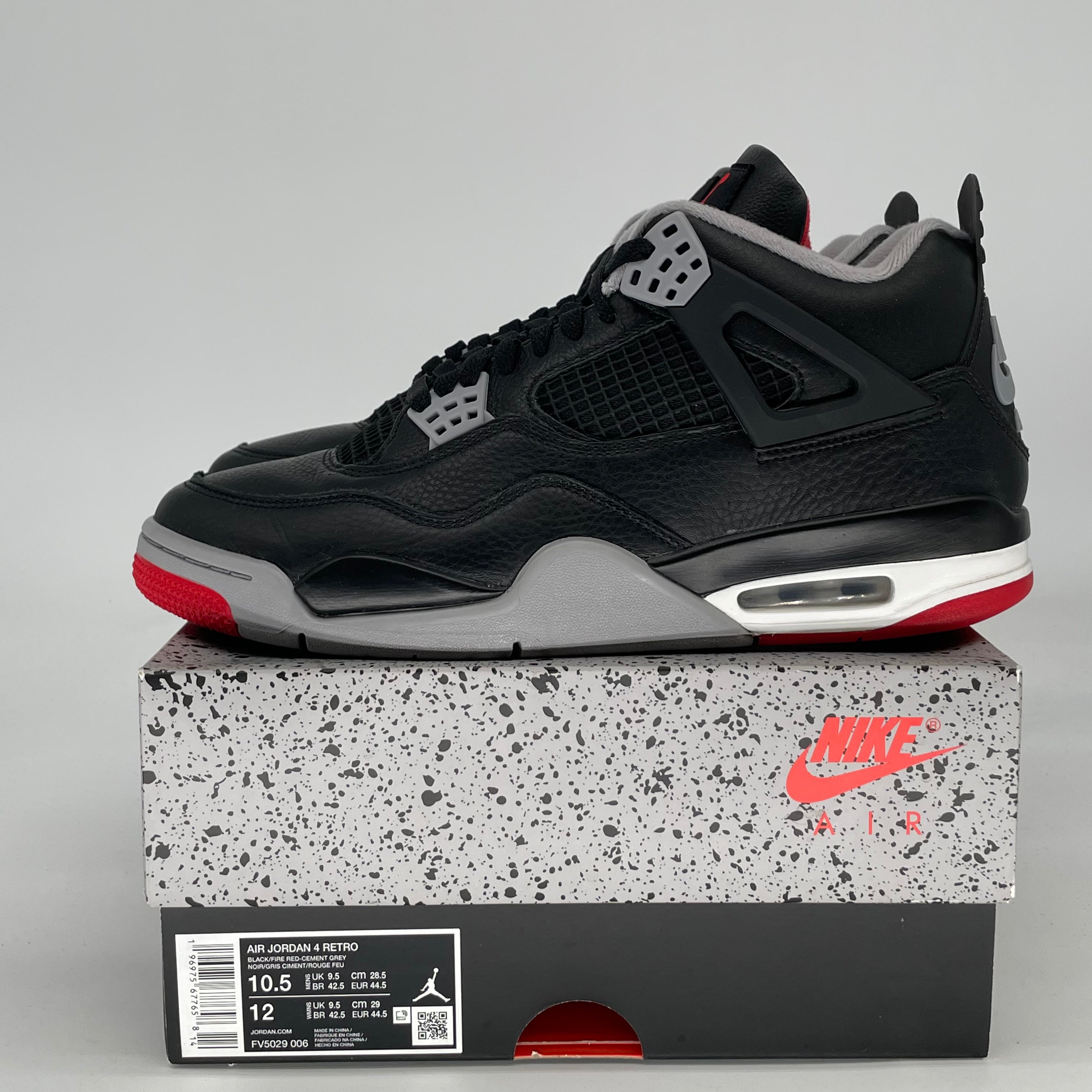 AIR JORDAN 4 BRED REIMAGINED FV5029-006 SIZE 10.5/12W