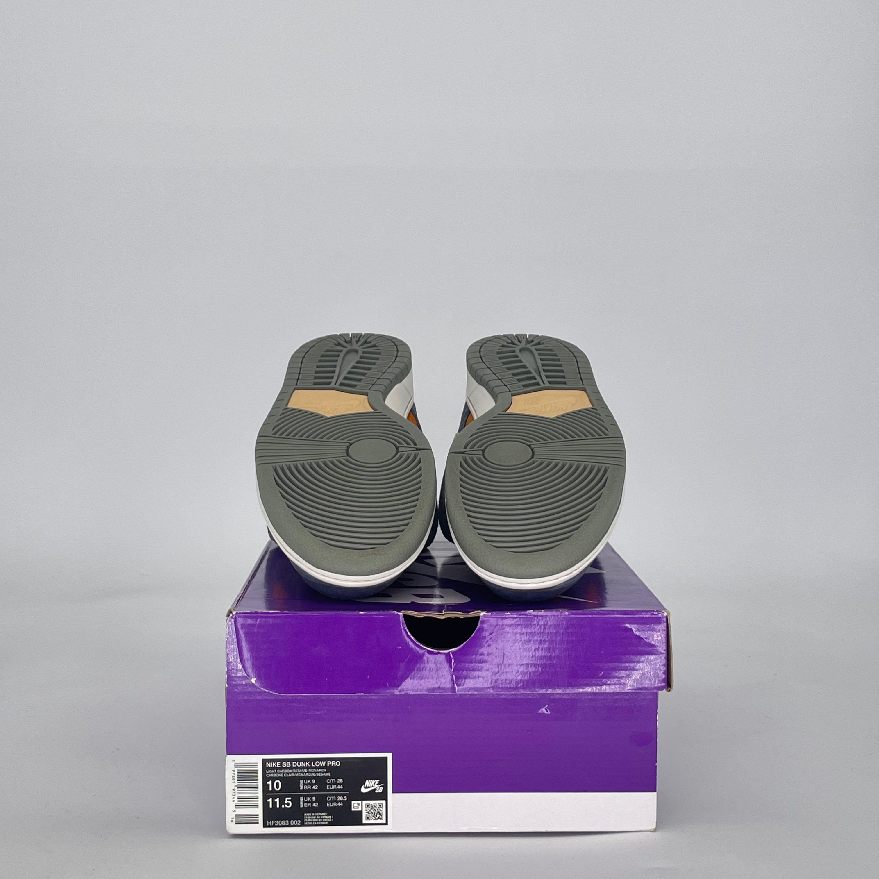NIKE SB DUNK LOW LIGHT CARBON MONARCH HF3063-002 SIZE 10/11.5W