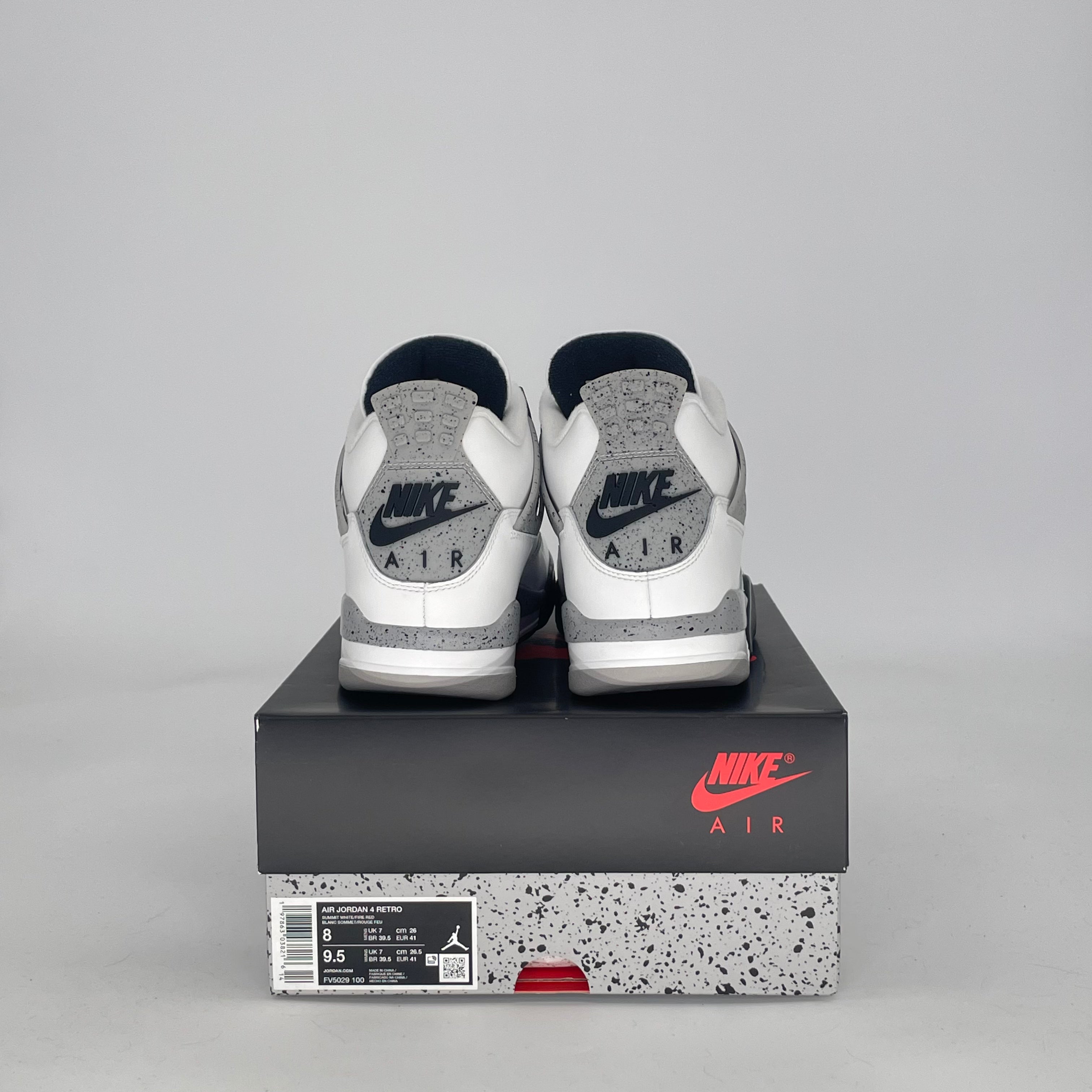 AIR JORDAN 4 WHITE CEMENT FV5029-100 SIZE 8/9.5W
