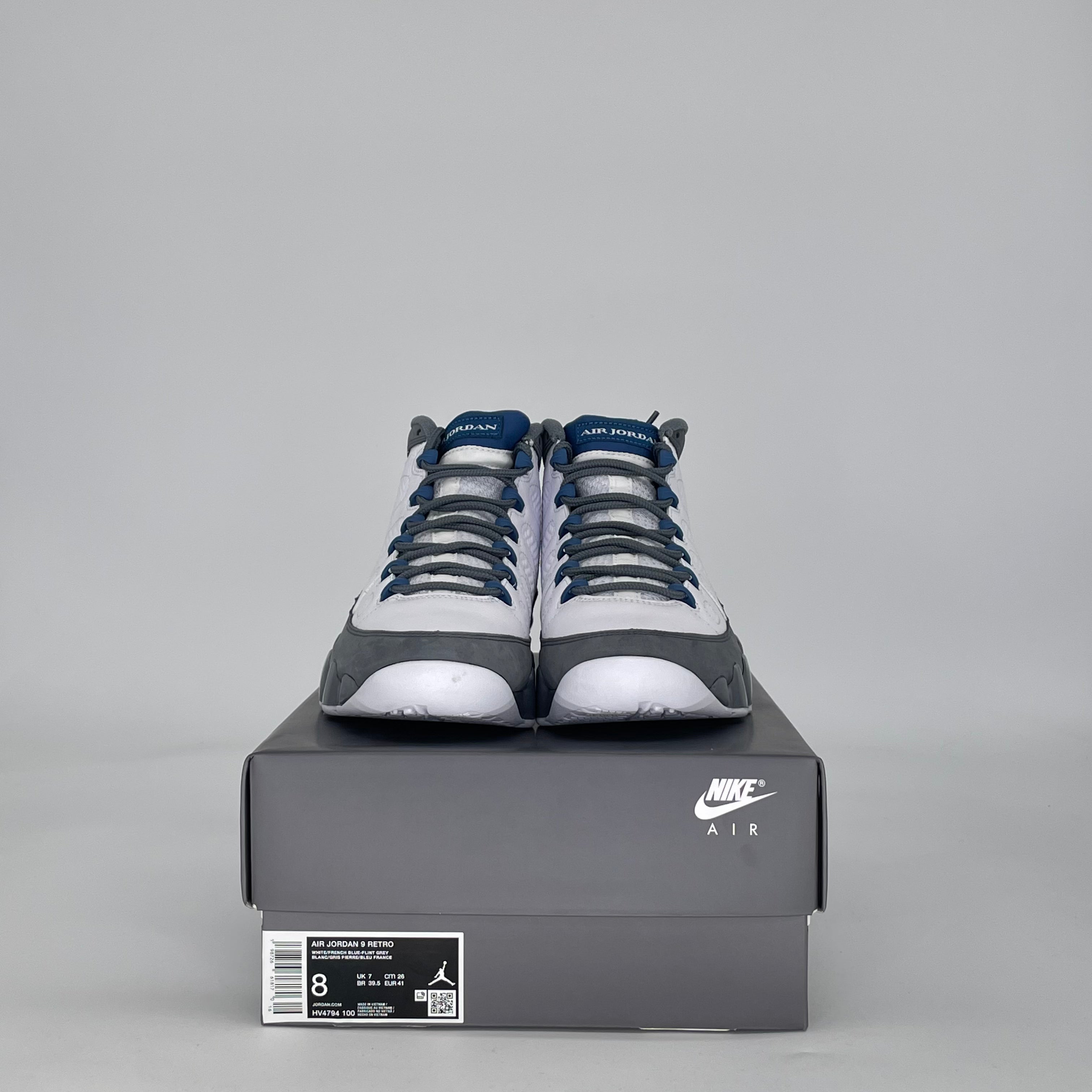 AIR JORDAN 9 FLINT GREY FRENCH BLUE HV4794-100 SIZE 8/9.5W