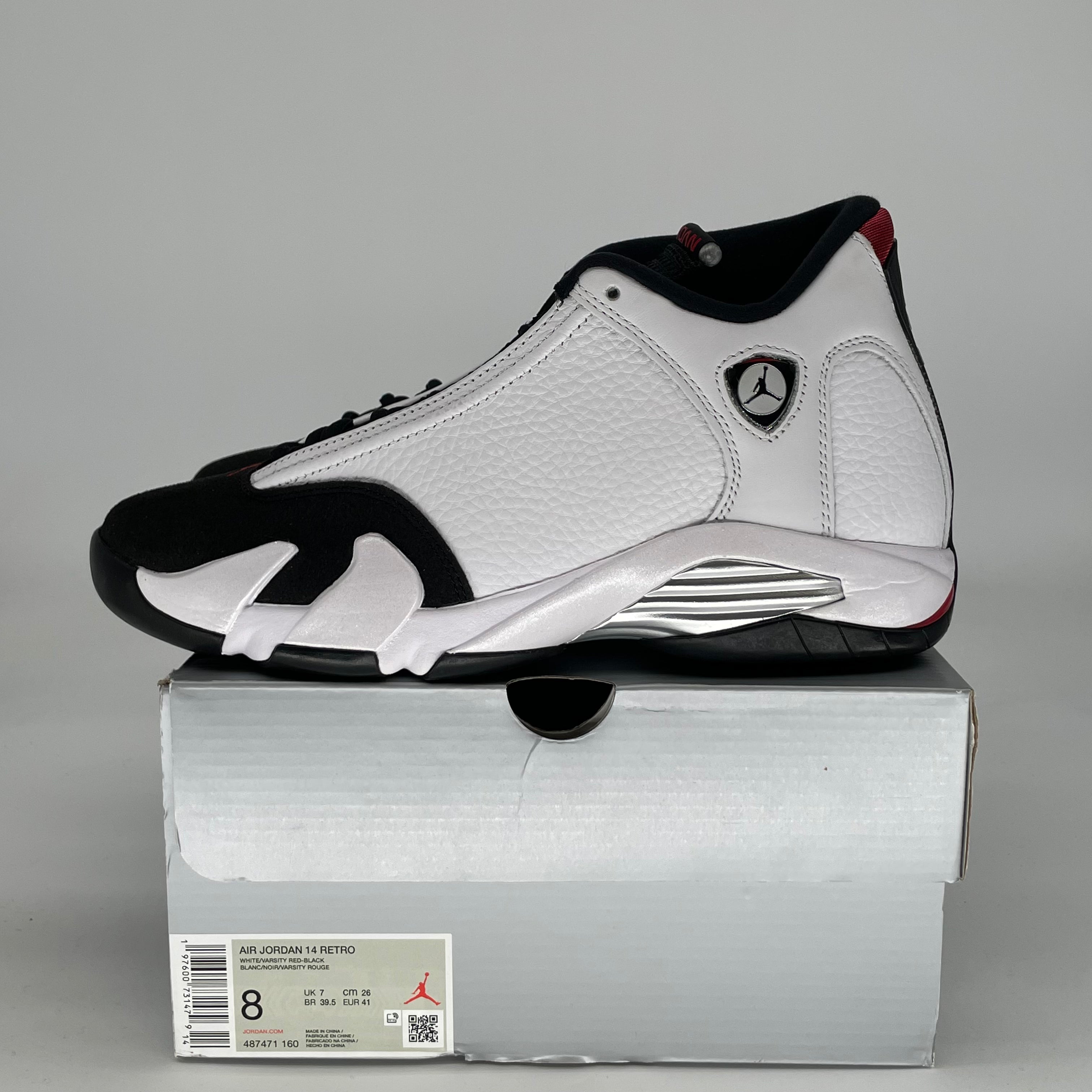 AIR JORDAN 14 BLACK TOE 487471-160 SIZE 8/9.5W