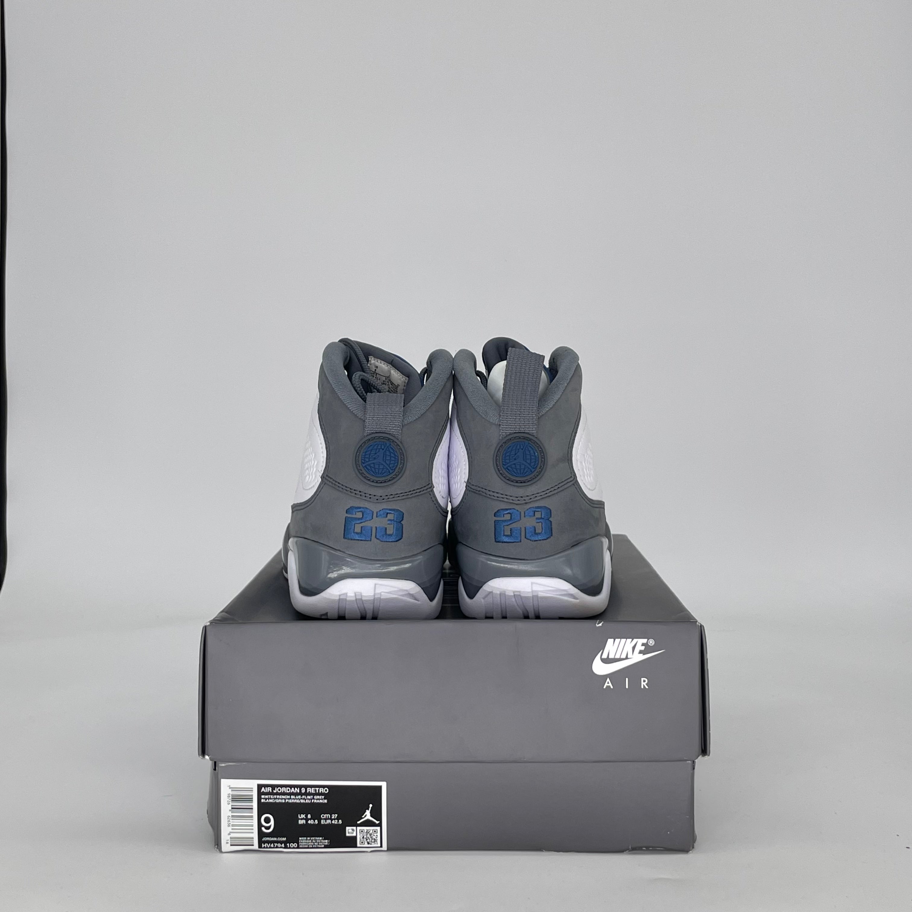 AIR JORDAN 9 FLINT GREY FRENCH BLUE HV4794-100 SIZE 9/10.5W