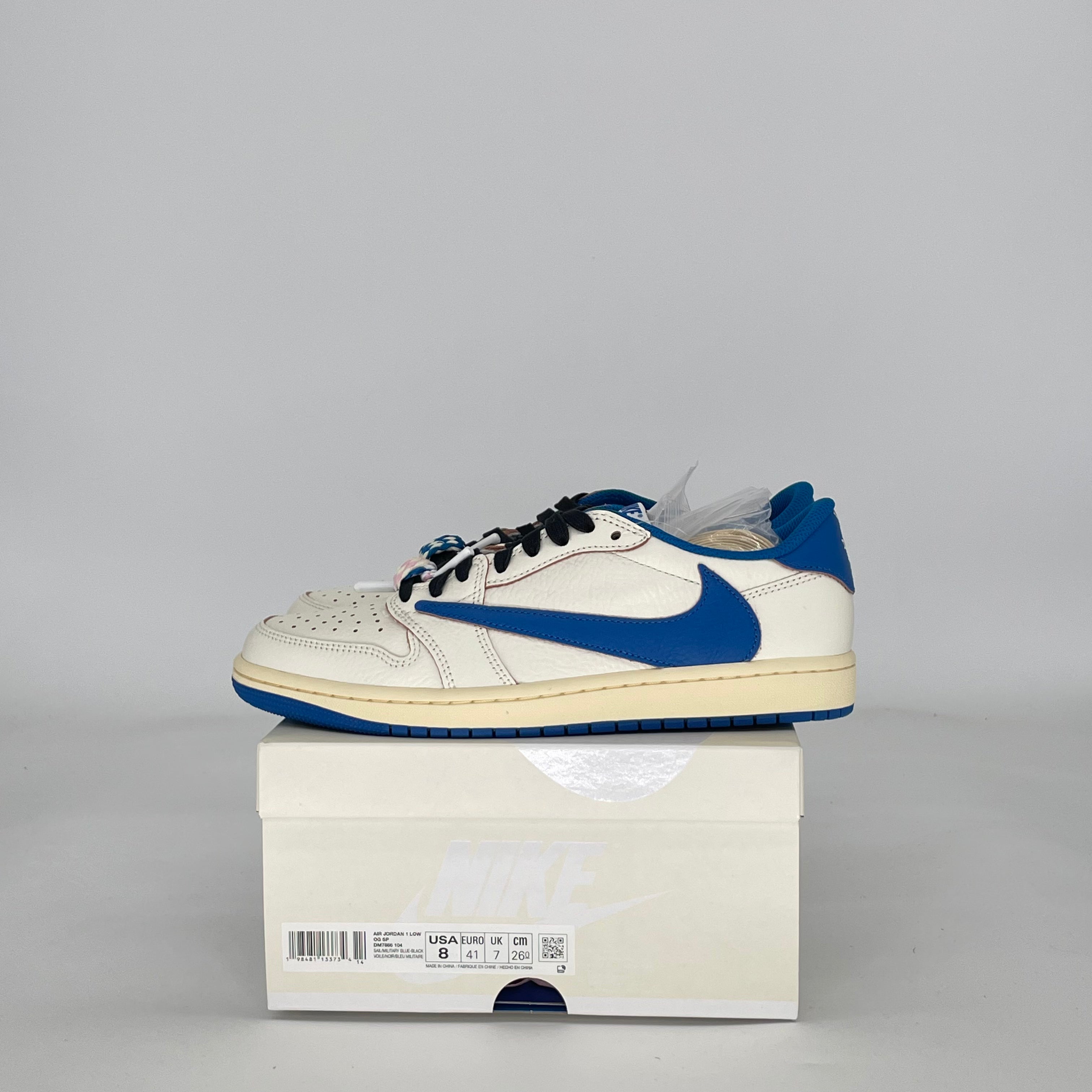 Travis Scott x Fragment x Air Jordan 1 Low Sail Military Blue - Size 8