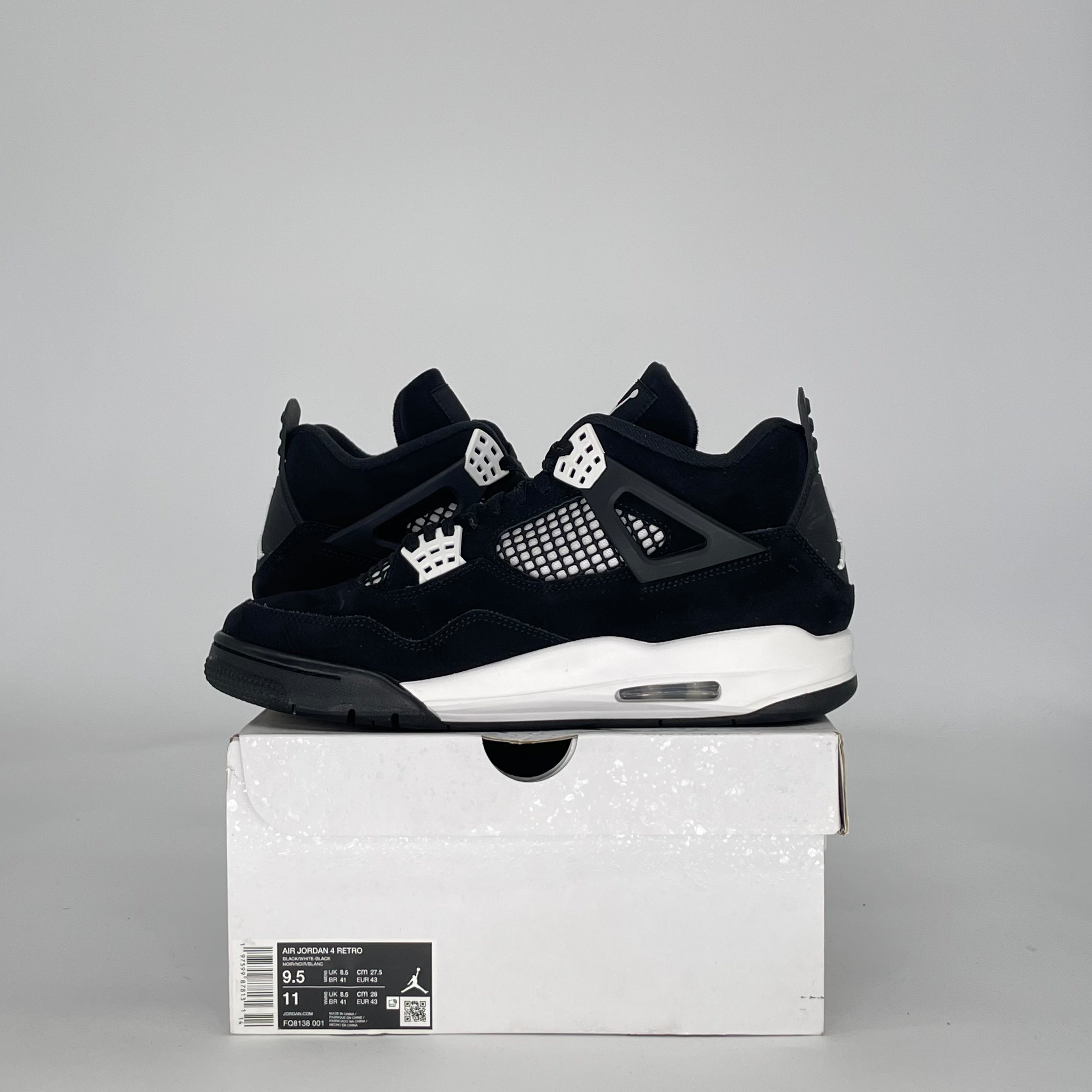 AIR JORDAN 4 WHITE THUNDER FQ8138-001 SIZE 9.5/11W