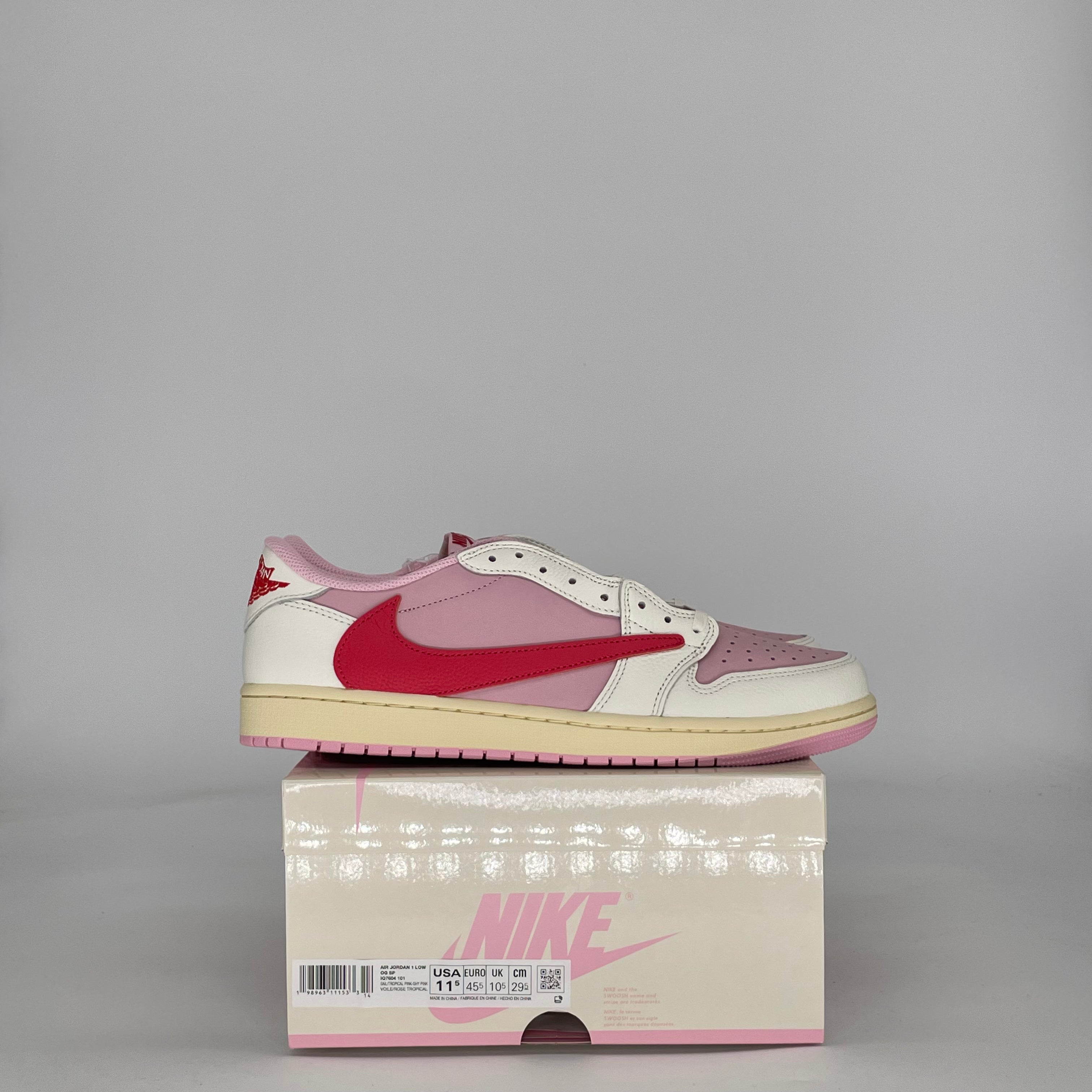 AIR JORDAN 1 LOW TRAVIS SCOTT SAIL TROPICAL PINK IQ7604-101 SIZE 11.5/13W
