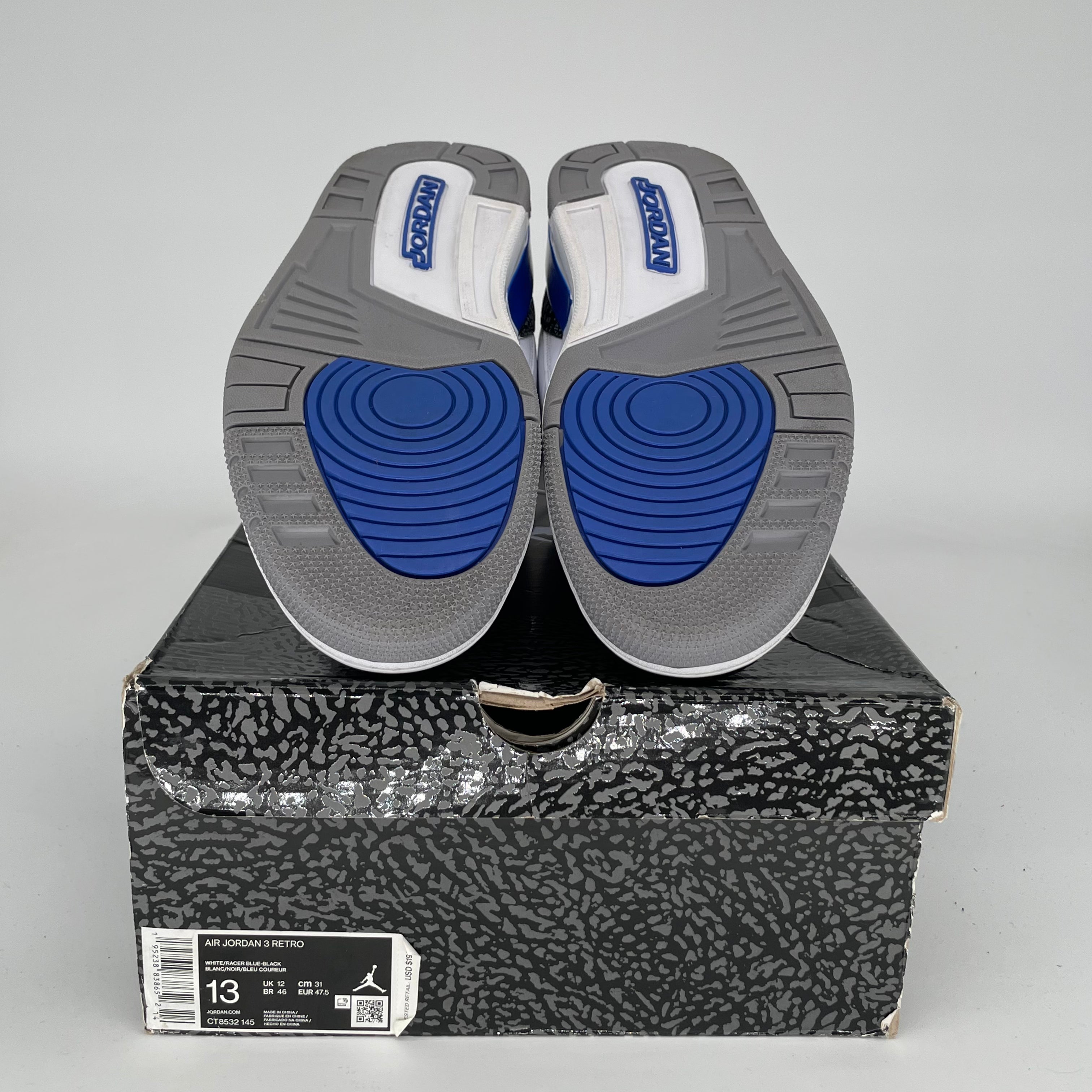 AIR JORDAN 3 RACER BLUE SIZE 13 CT8532-145