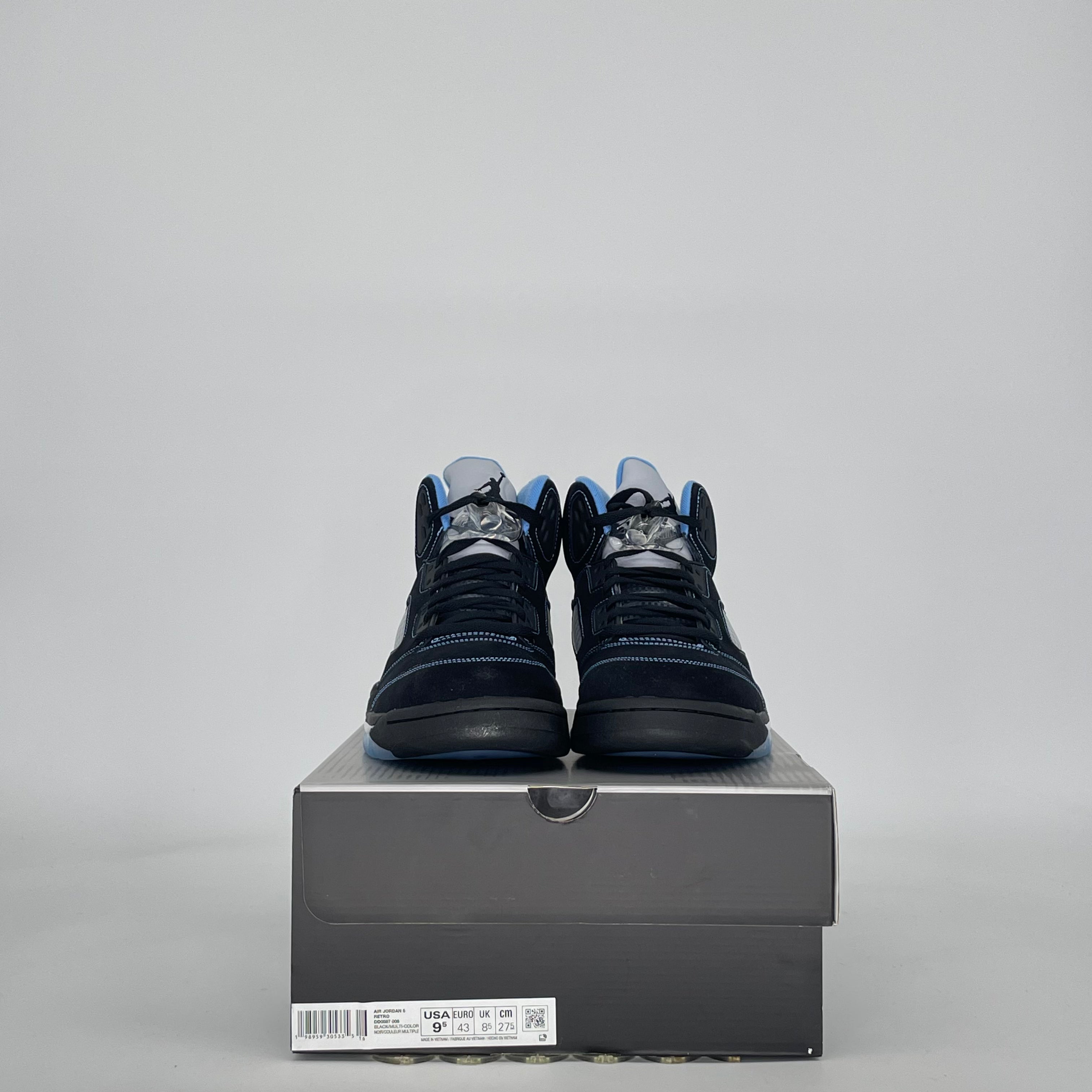 AIR JORDAN 5 BLACK UNIVERSITY BLUE DD0587-008 SIZE 9.5/11W