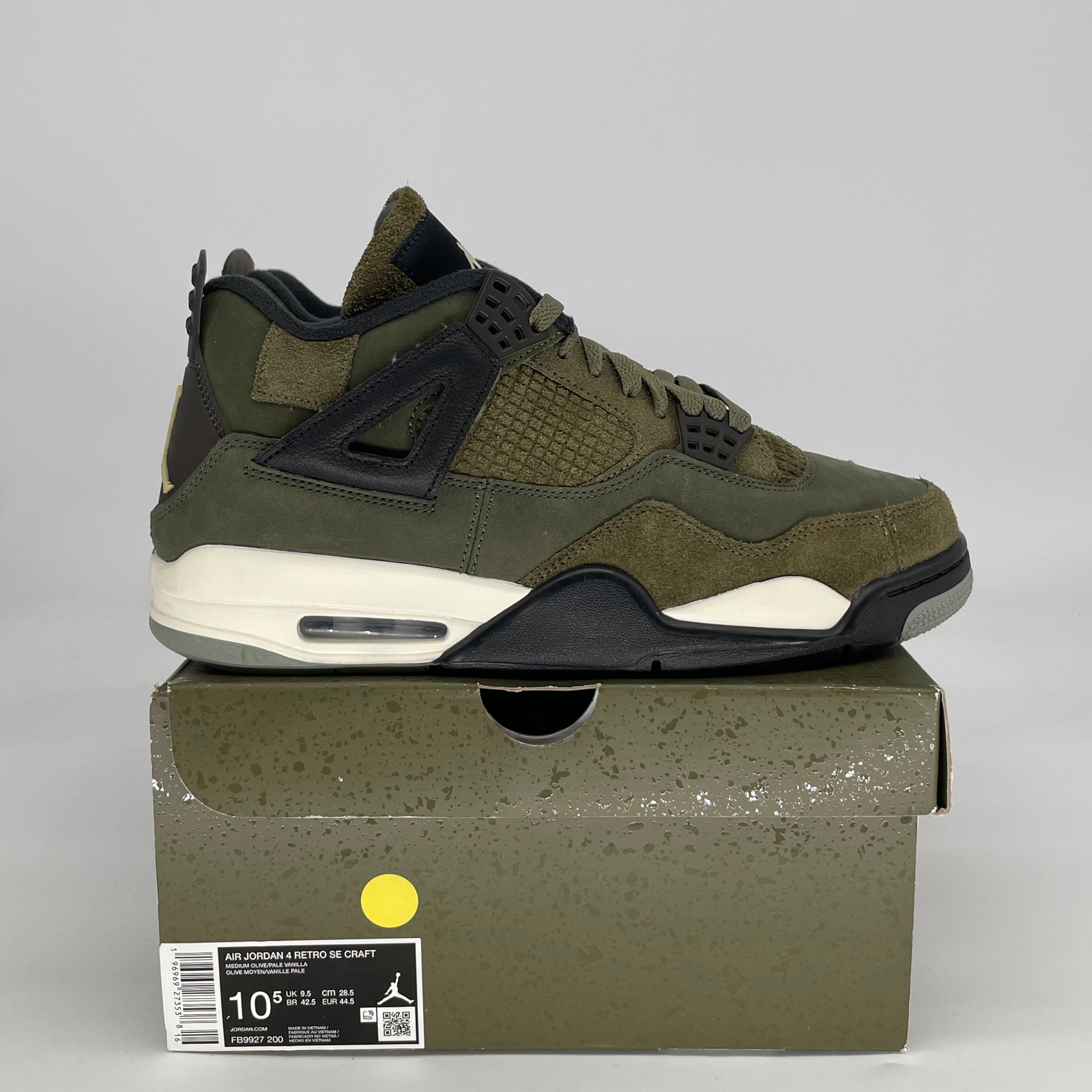 AIR JORDAN 4 CRAFT MEDIUM OLIVE FB9927-200 SIZE 10.5/12W