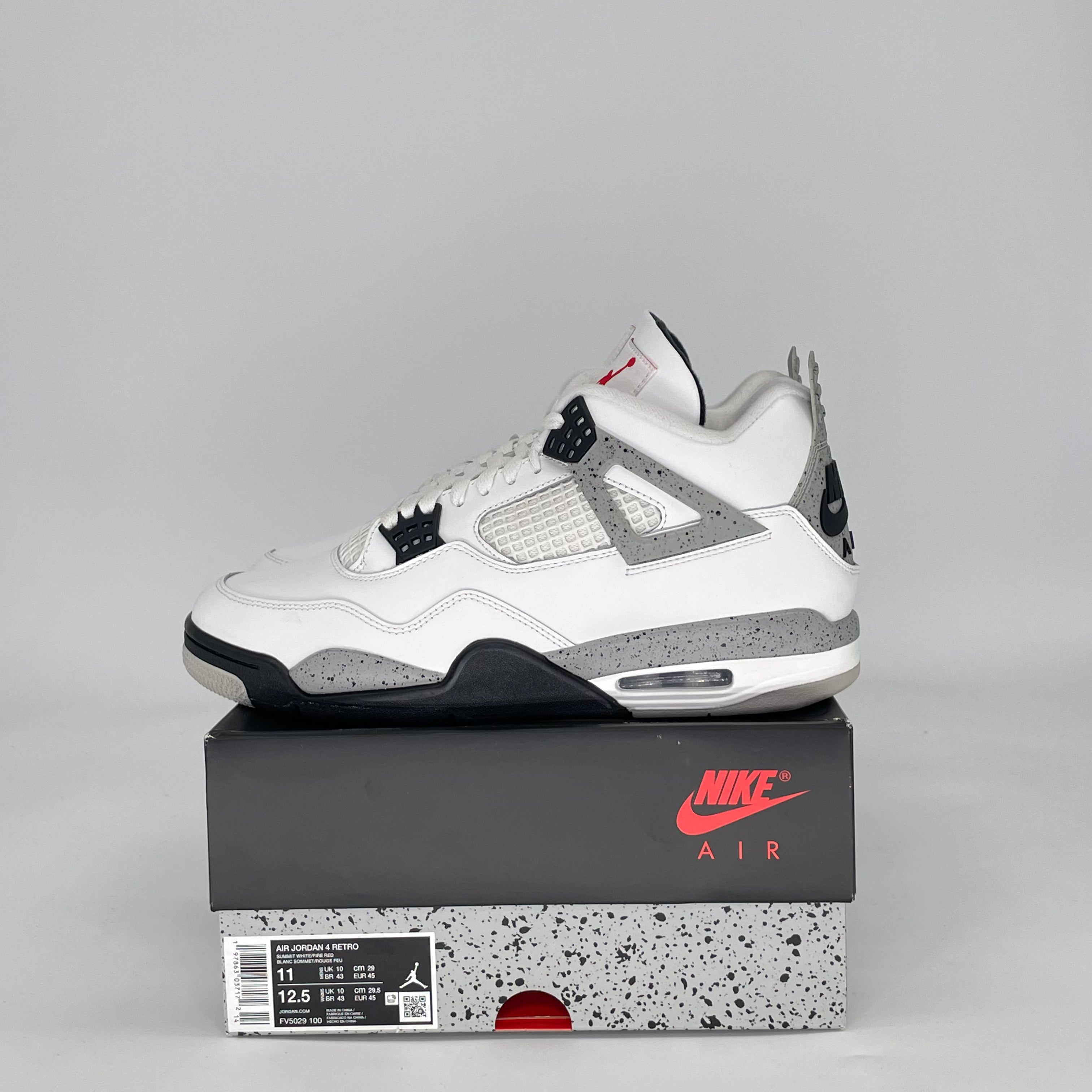 AIR JORDAN 4 WHITE CEMENT FV5029-100 SIZE 11/12.5W