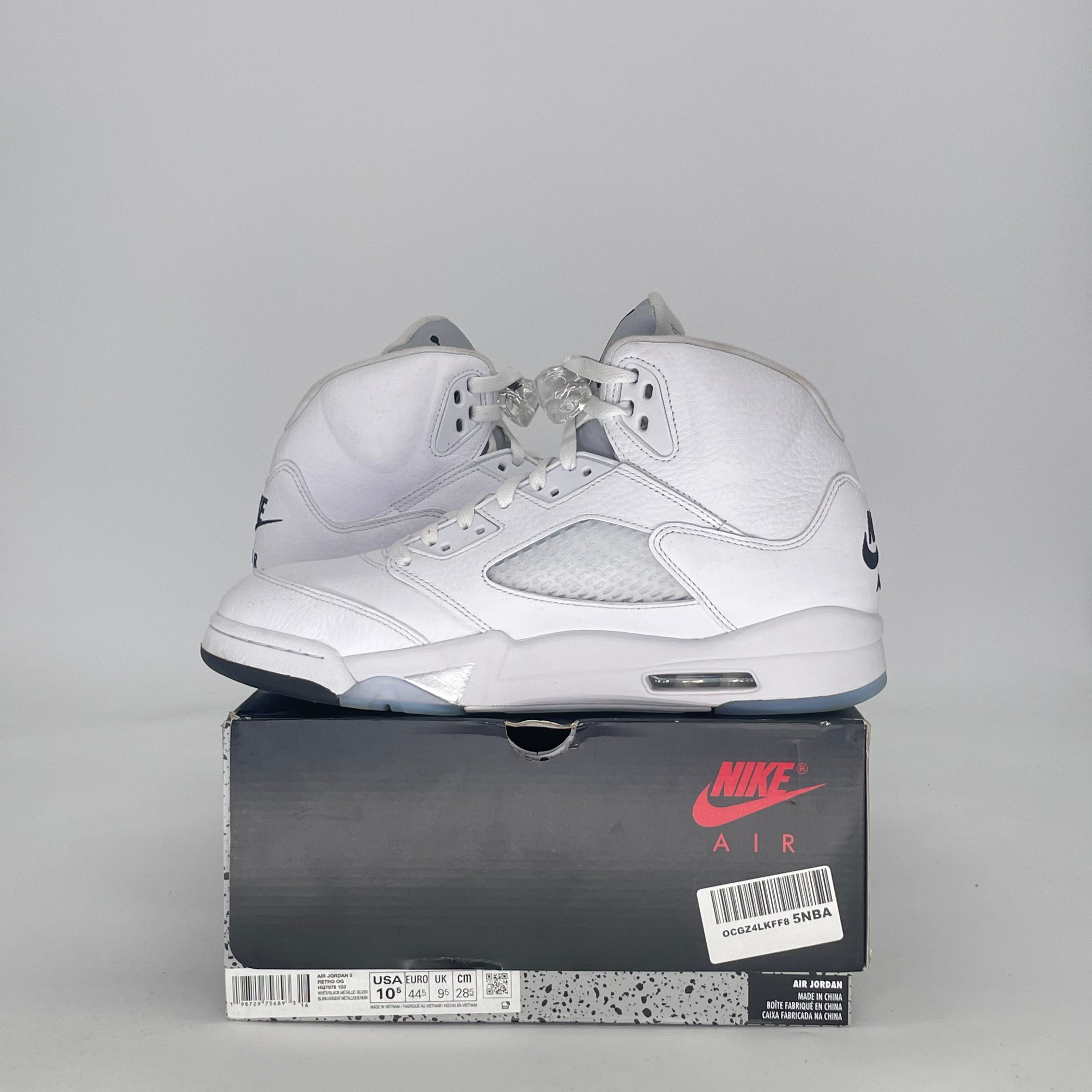 AIR JORDAN 5 WHITE METALLIC HQ7978-103 SIZE 10.5/12W