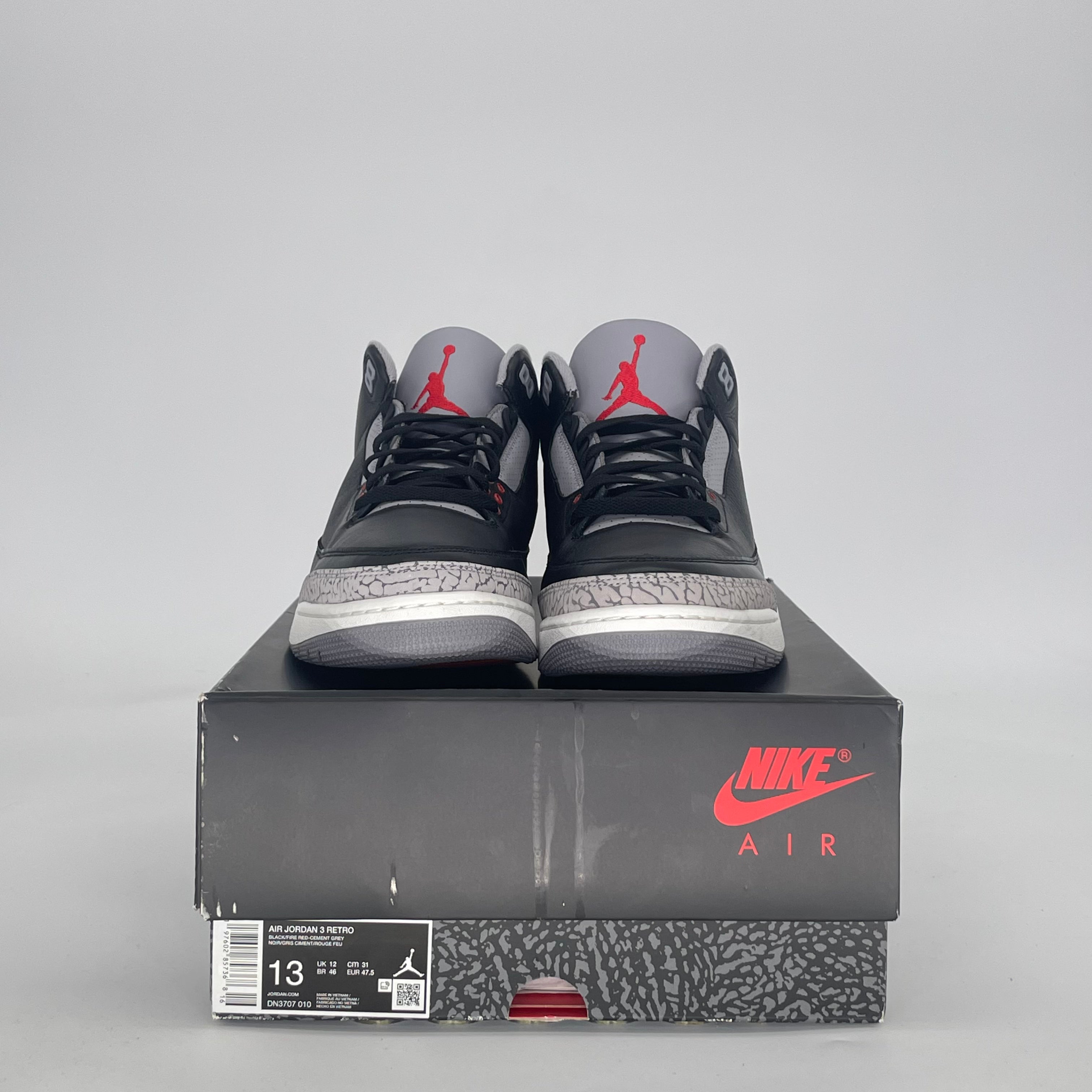 AIR JORDAN 3 BLACK CEMENT (2024) DN3707-010 SIZE 13/14.5W