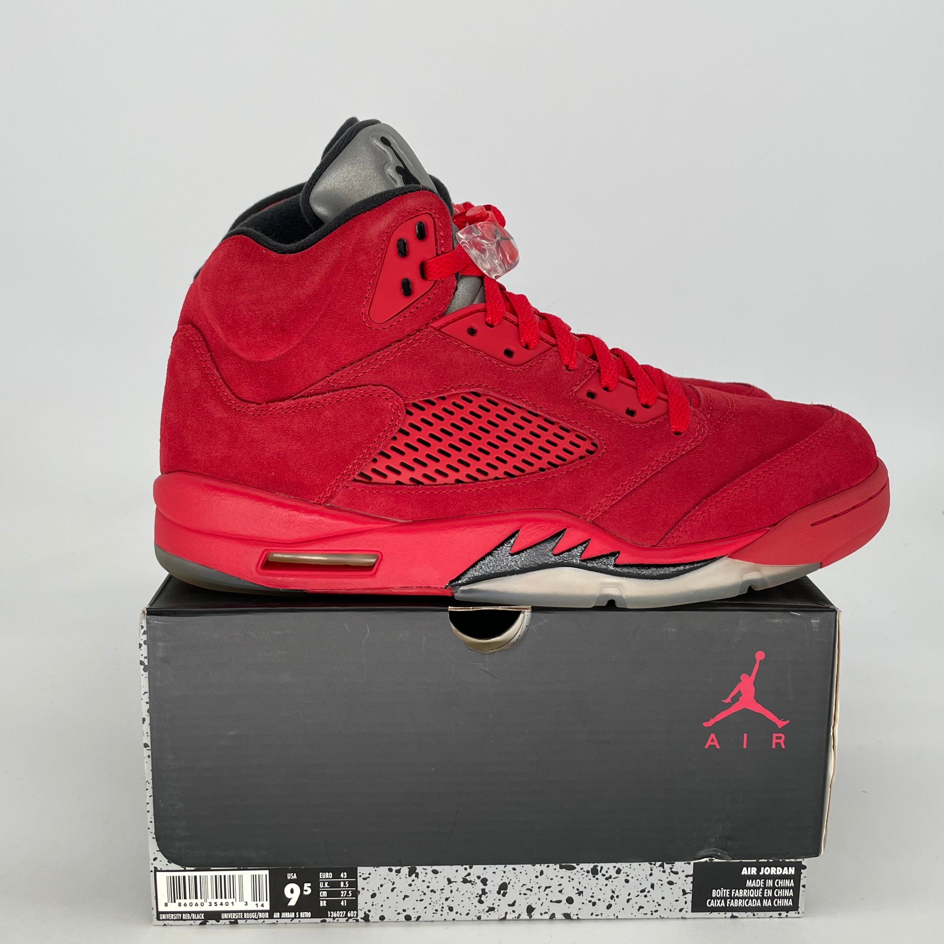 AIR JORDAN 5 RED SUEDE 136027-602 SIZE 9.5/11W