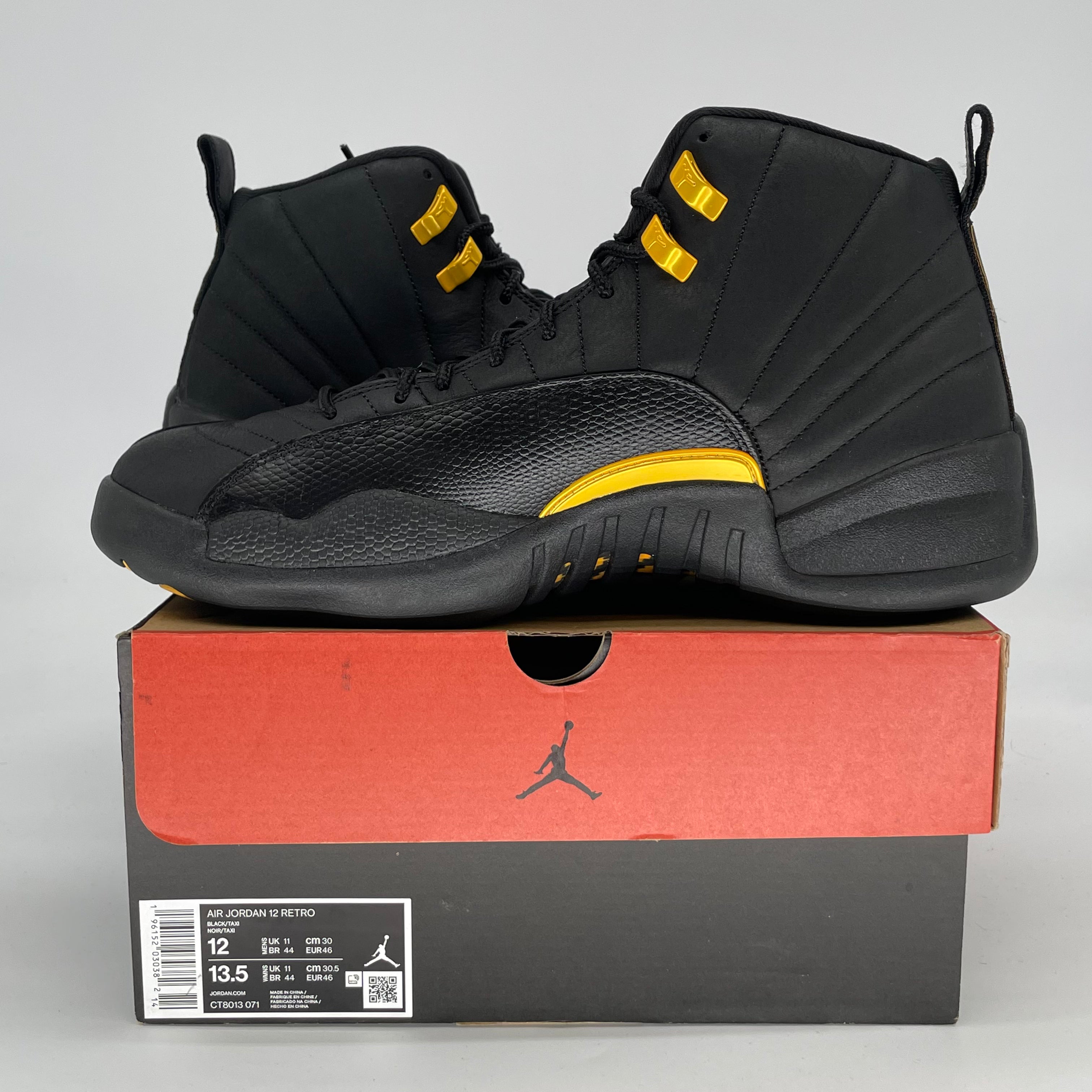 AIR JORDAN 12 BLACK TAXI CT8013-071 SIZE 12/13.5W