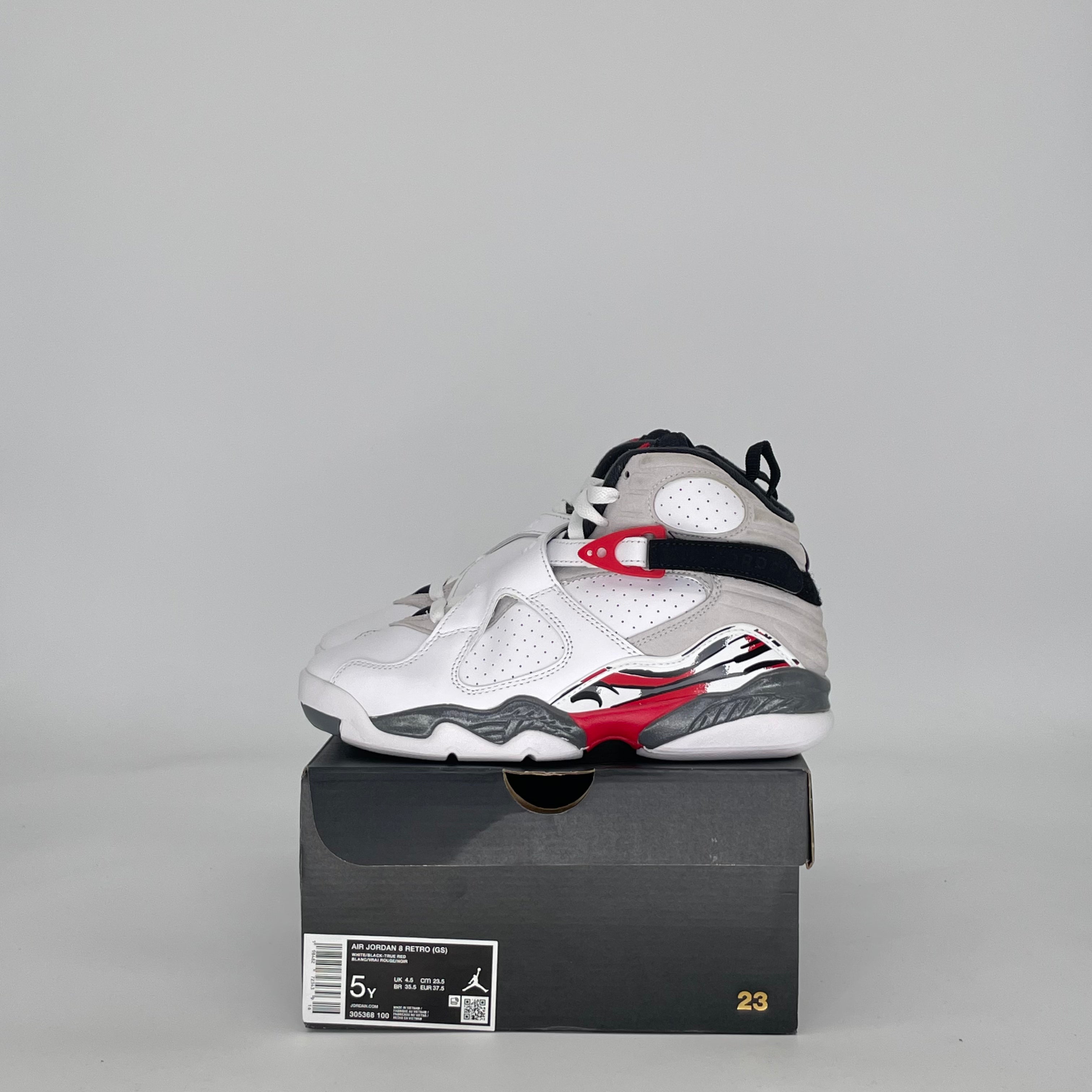 AIR JORDAN 8 WHITE TRUE RED 305368-100 SIZE 5/6.5W GS