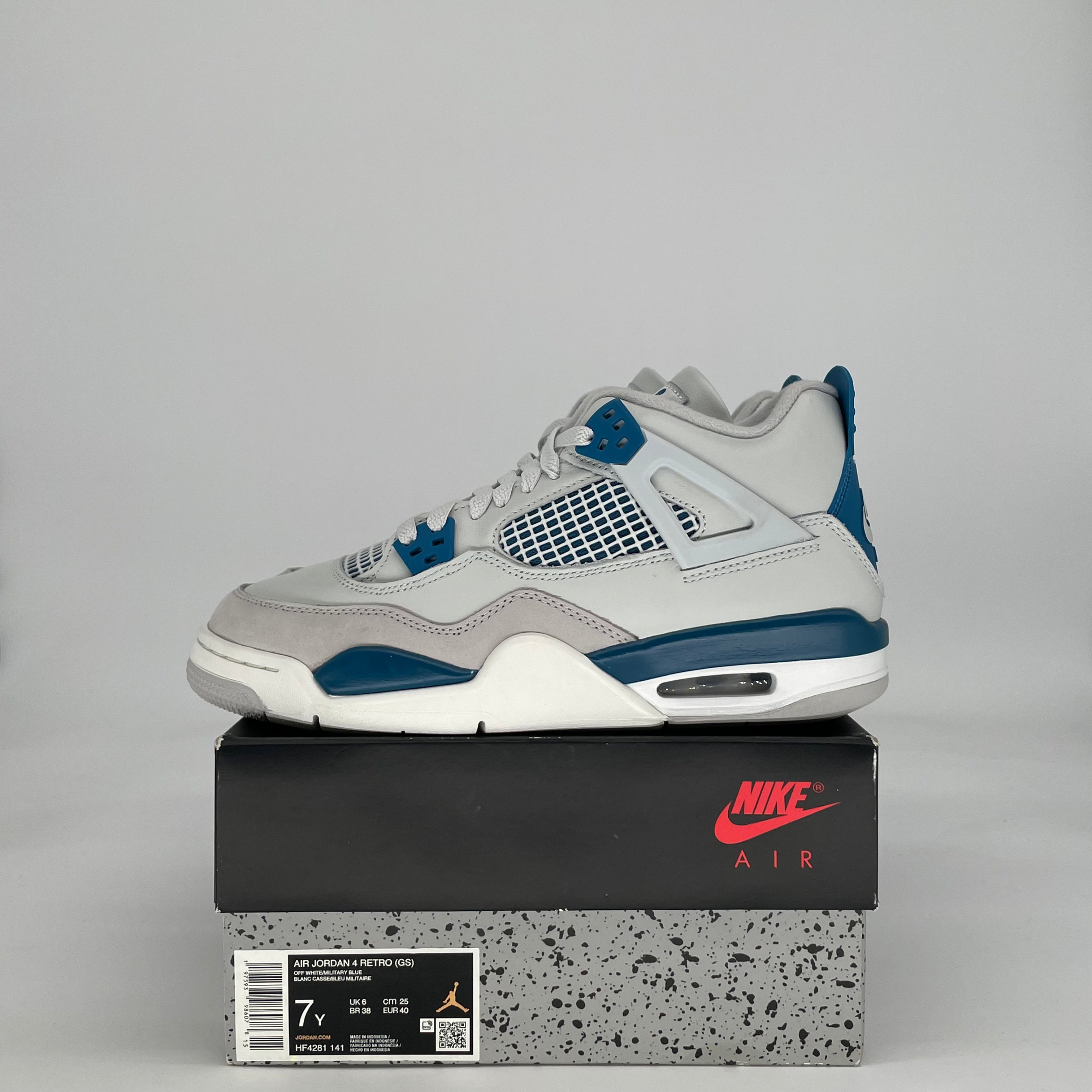 AIR JORDAN 4 MILITARY BLUE HF4281-141 SIZE 7/8.5W