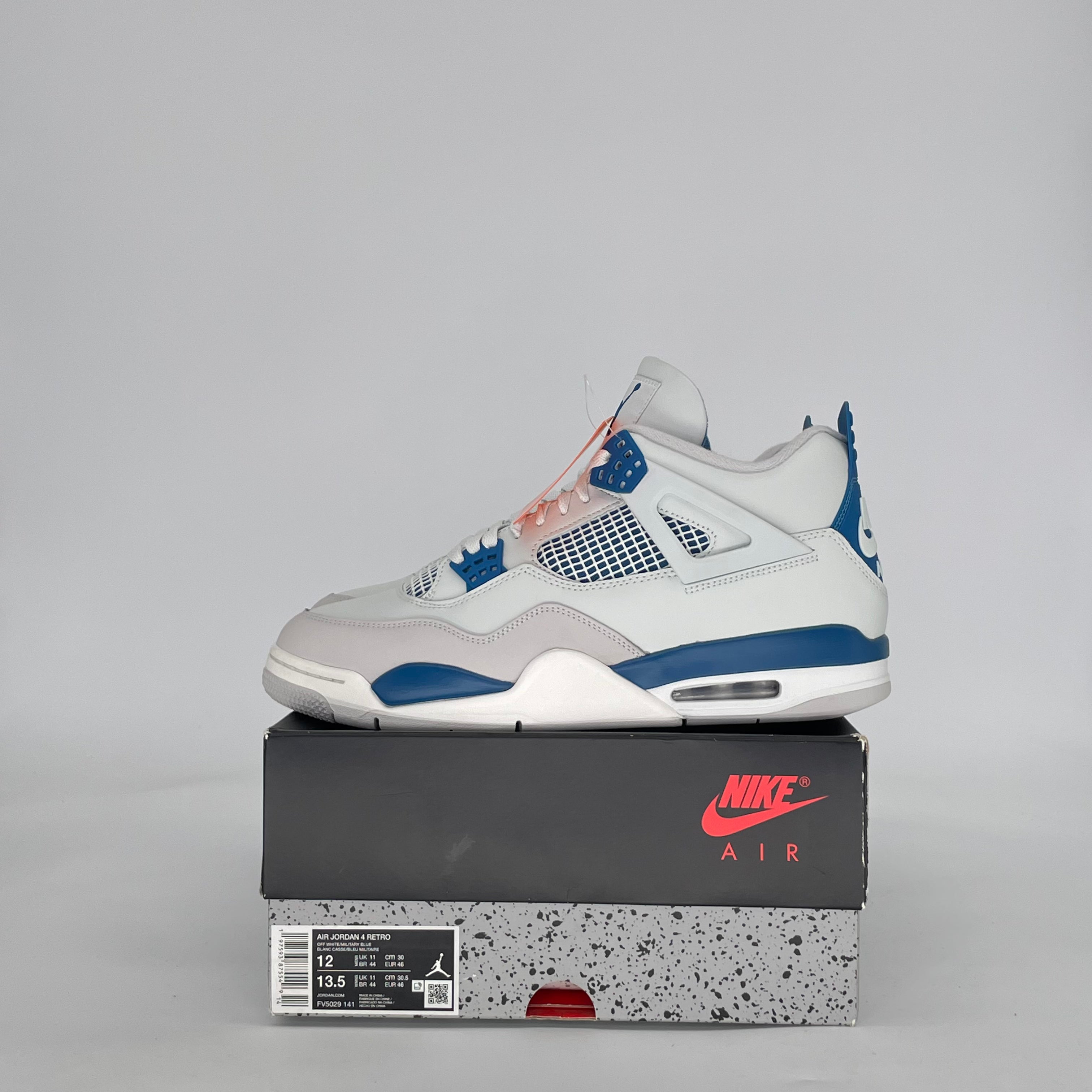 AIR JORDAN 4 MILITARY BLUE FV5029-141 SIZE 12/13.5W