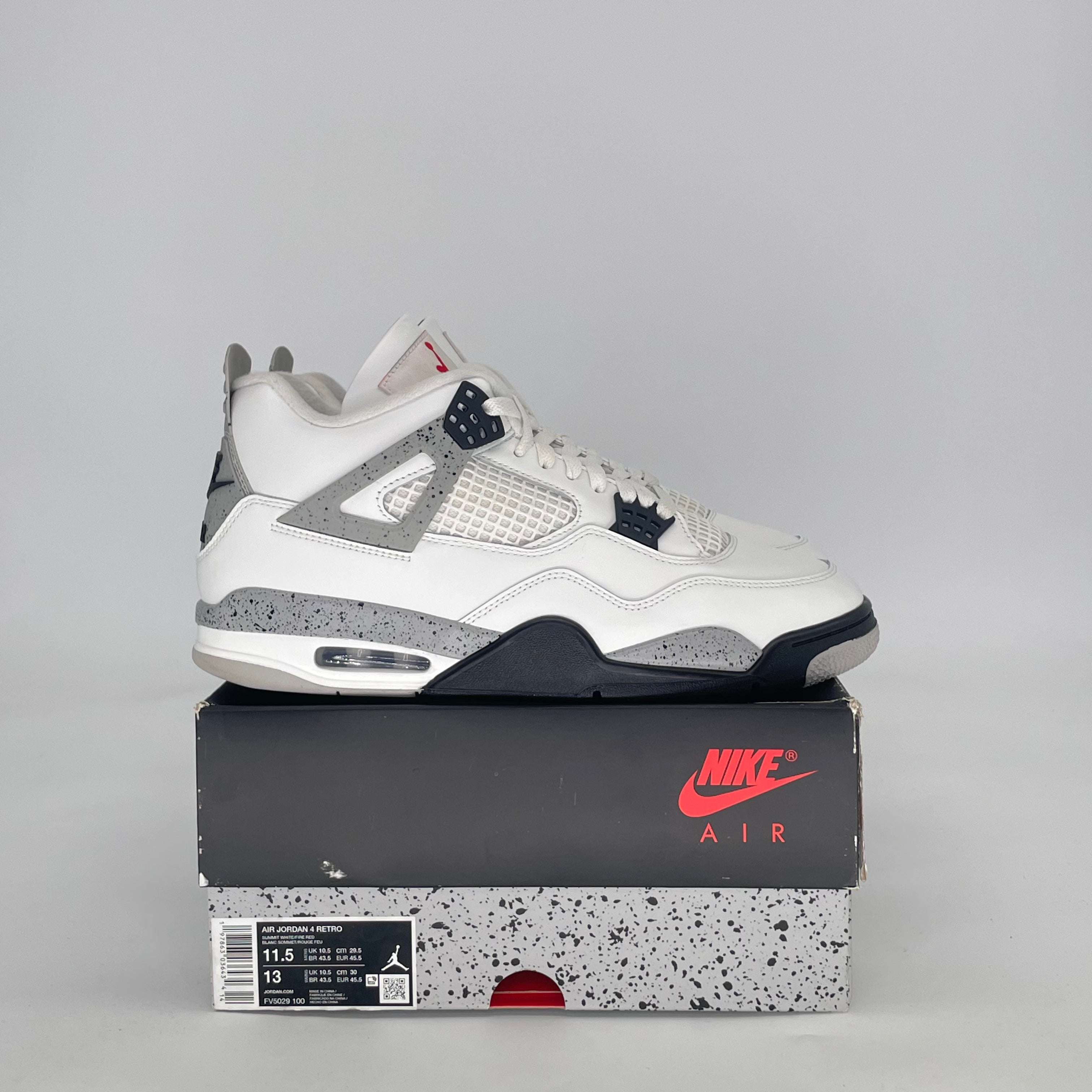 AIR JORDAN 4 WHITE CEMENT FV5029-100 SIZE 11.5/13W
