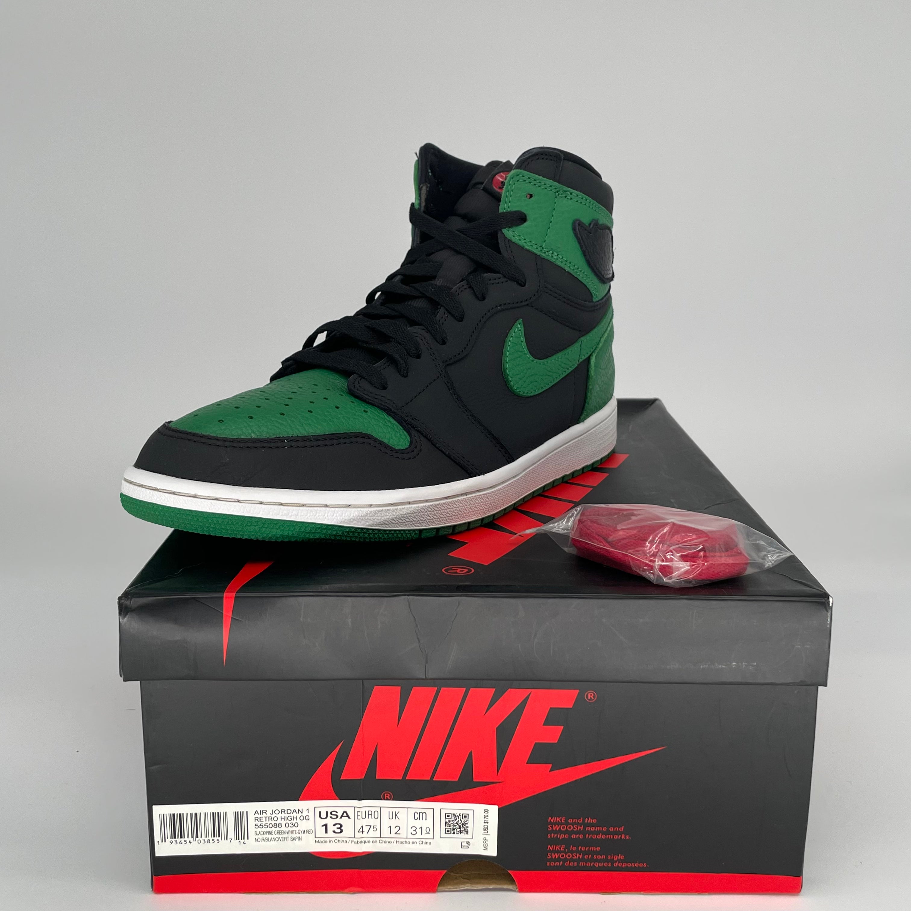 AIR JORDAN 1 PINE GREEN BLACK 555088-030 SIZE 13/14.5W