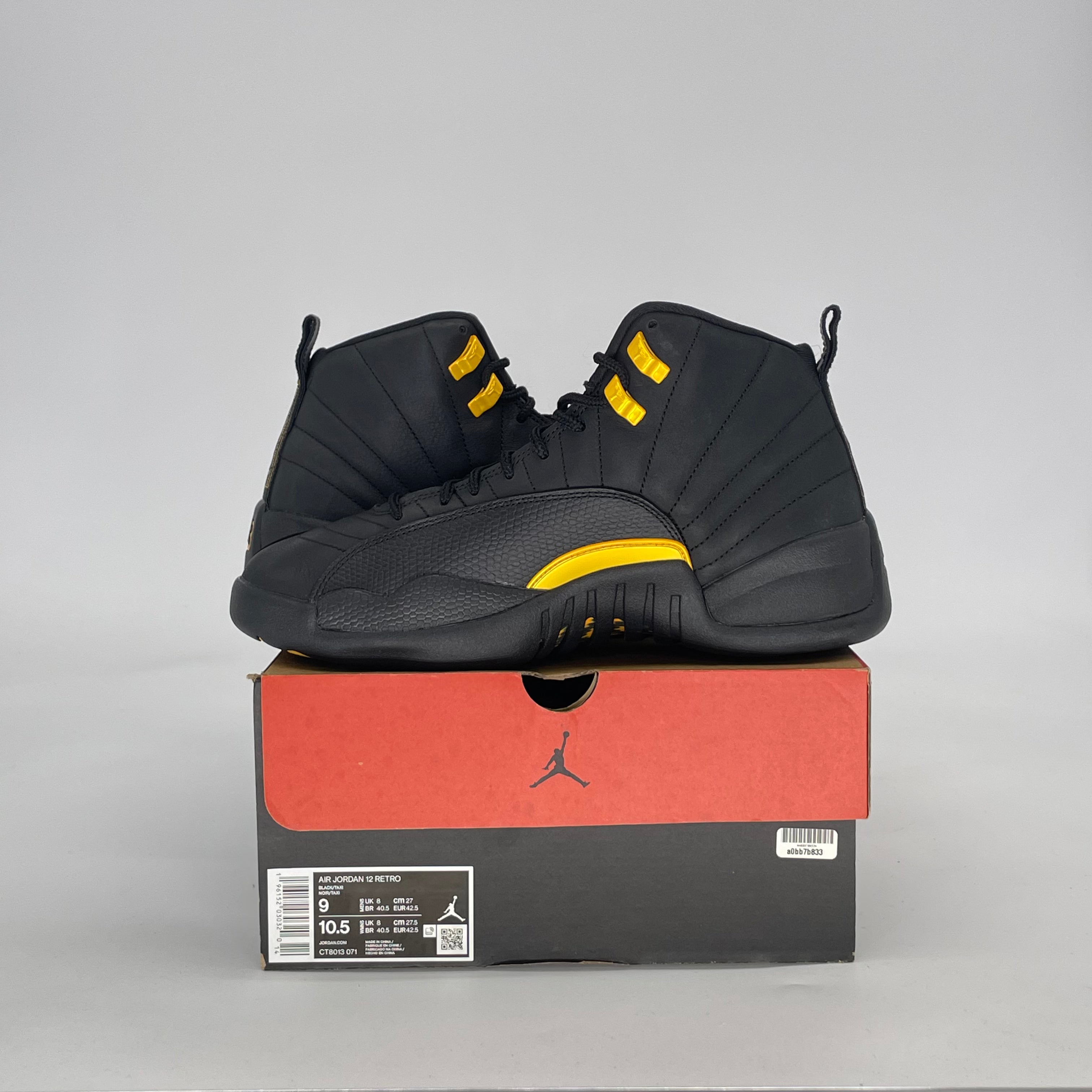 AIR JORDAN 12 BLACK TAXI CT8013-071 SIZE 9/10.5W