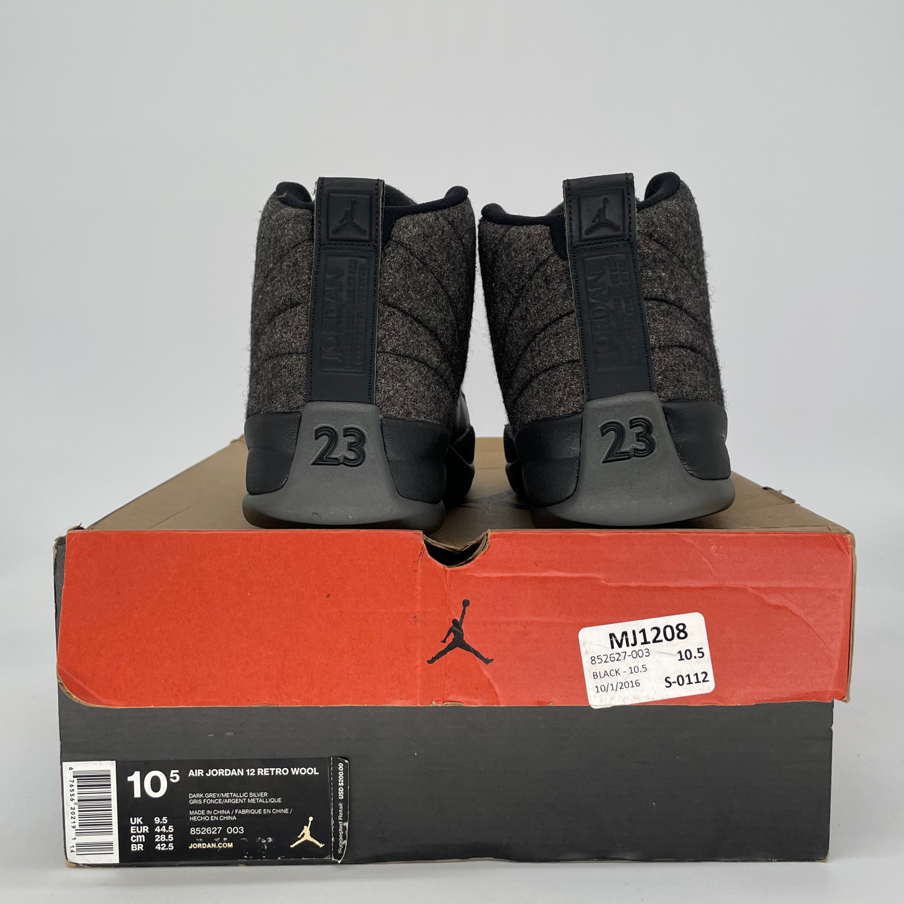 AIR JORDAN 12 WOOL 852627-003 SIZE 10.5/12W