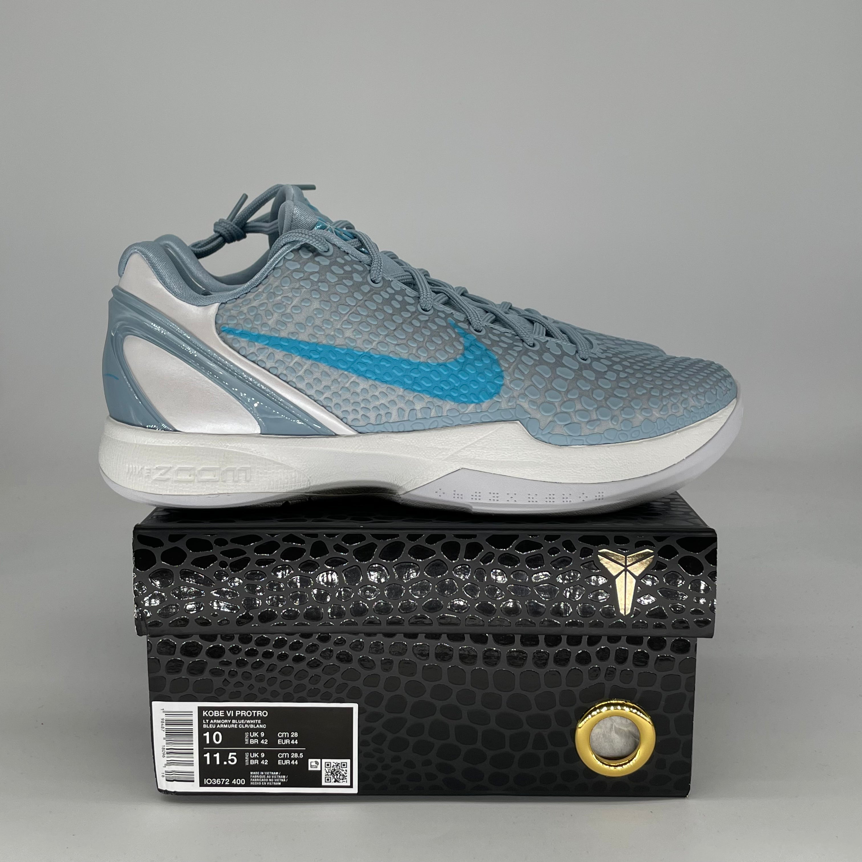 NIKE KOBE 6 PROTRO CAITLIN CLARK LIGHT ARMORY BLUE IO3672-400 SIZE 10/11.5W