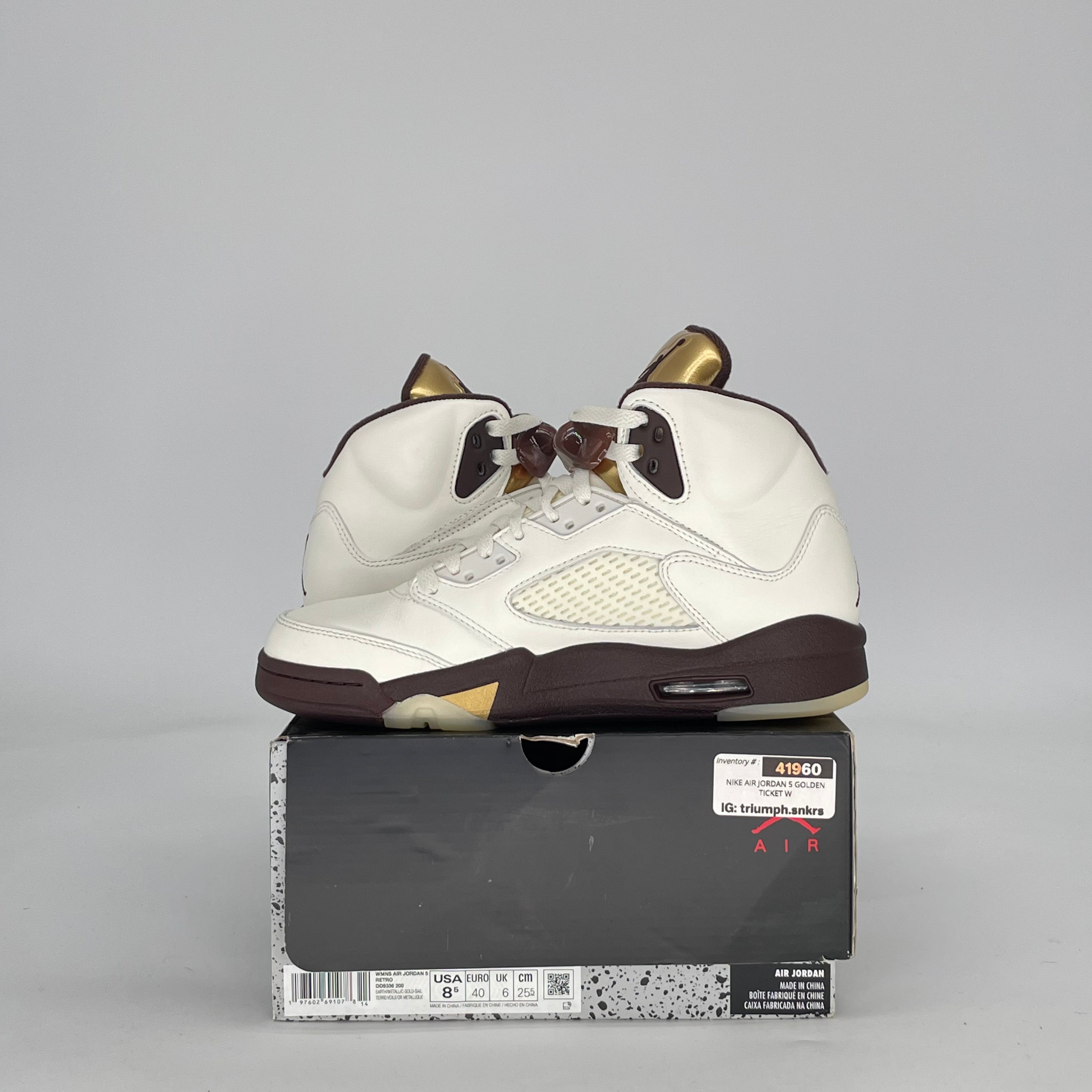 AIR JORDAN 5 GOLDEN TICKET DD9336-200 SIZE 7/8.5W GS