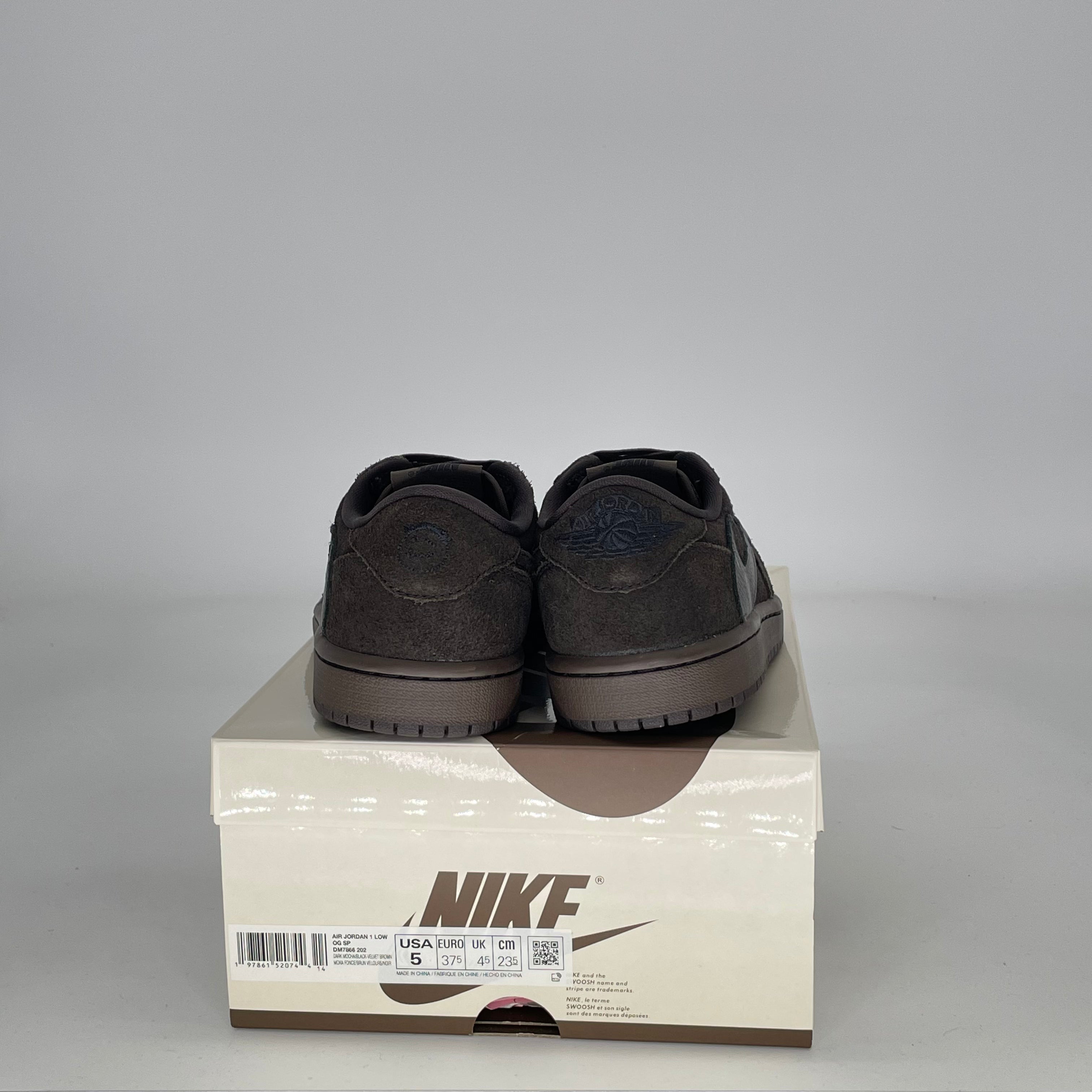 AIR JORDAN 1 LOW X TRAVIS SCOTT VELVET BROWN DM7866-202 SIZE 5/6.5W