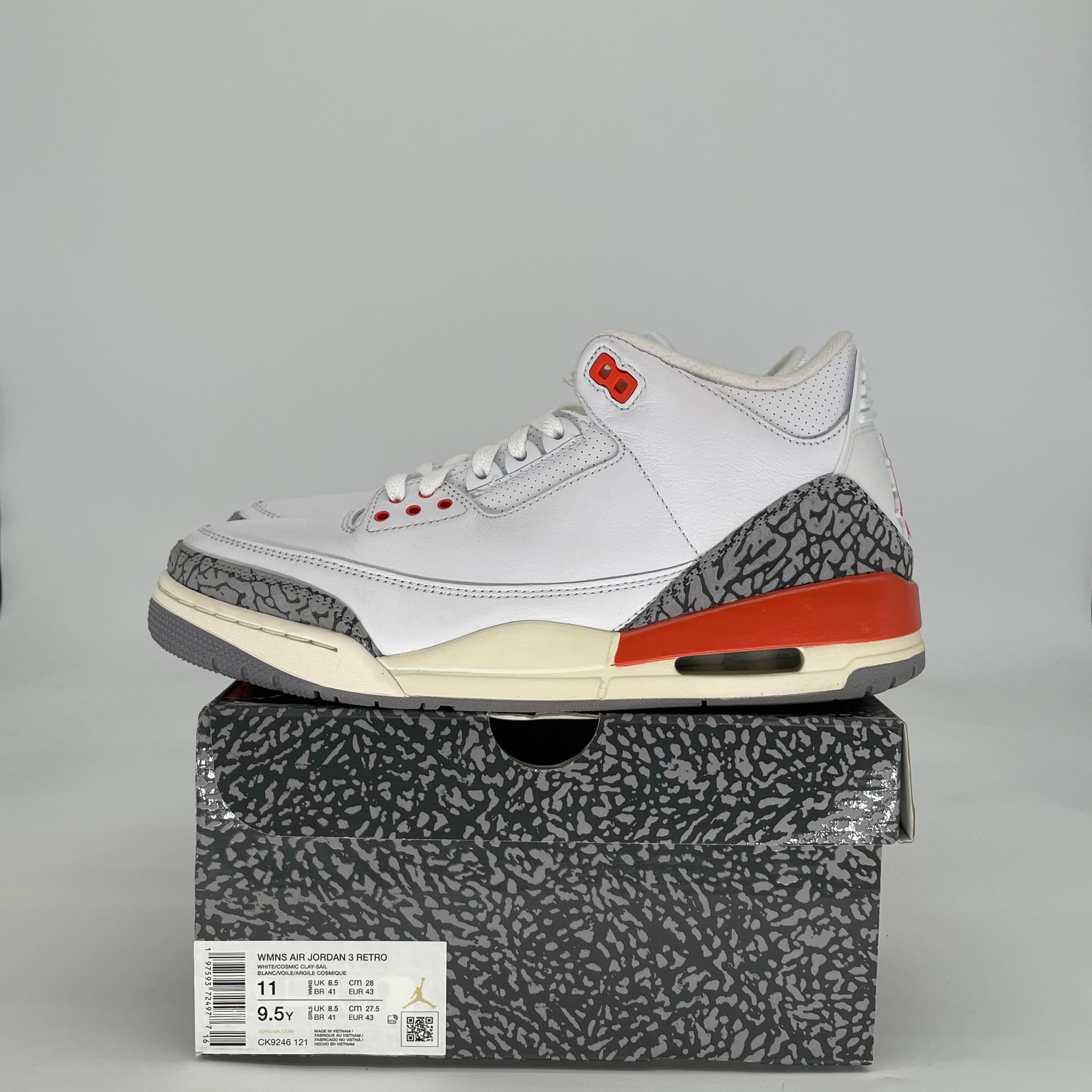 AIR JORDAN 3 GEORGIA PEACH W CK9246-121 SIZE 9.5/11W