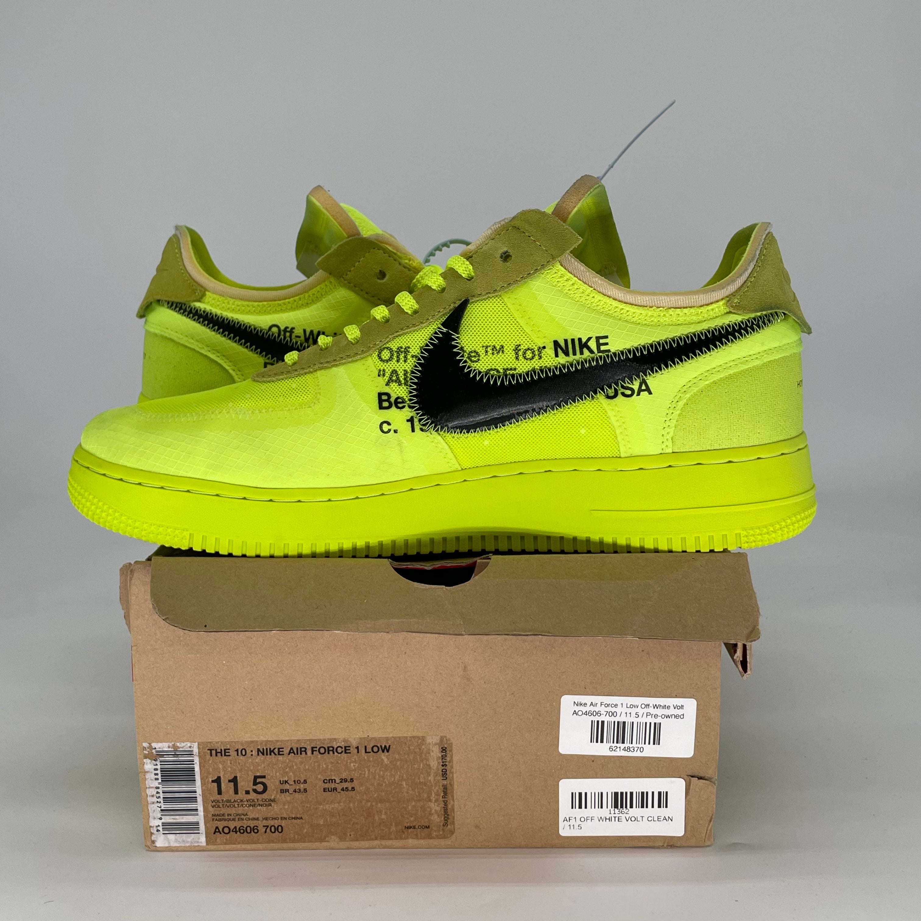 OFF WHITE X NIKE AIR FORCE 1 VOLT AO4606-700 SIZE 11.5/13W