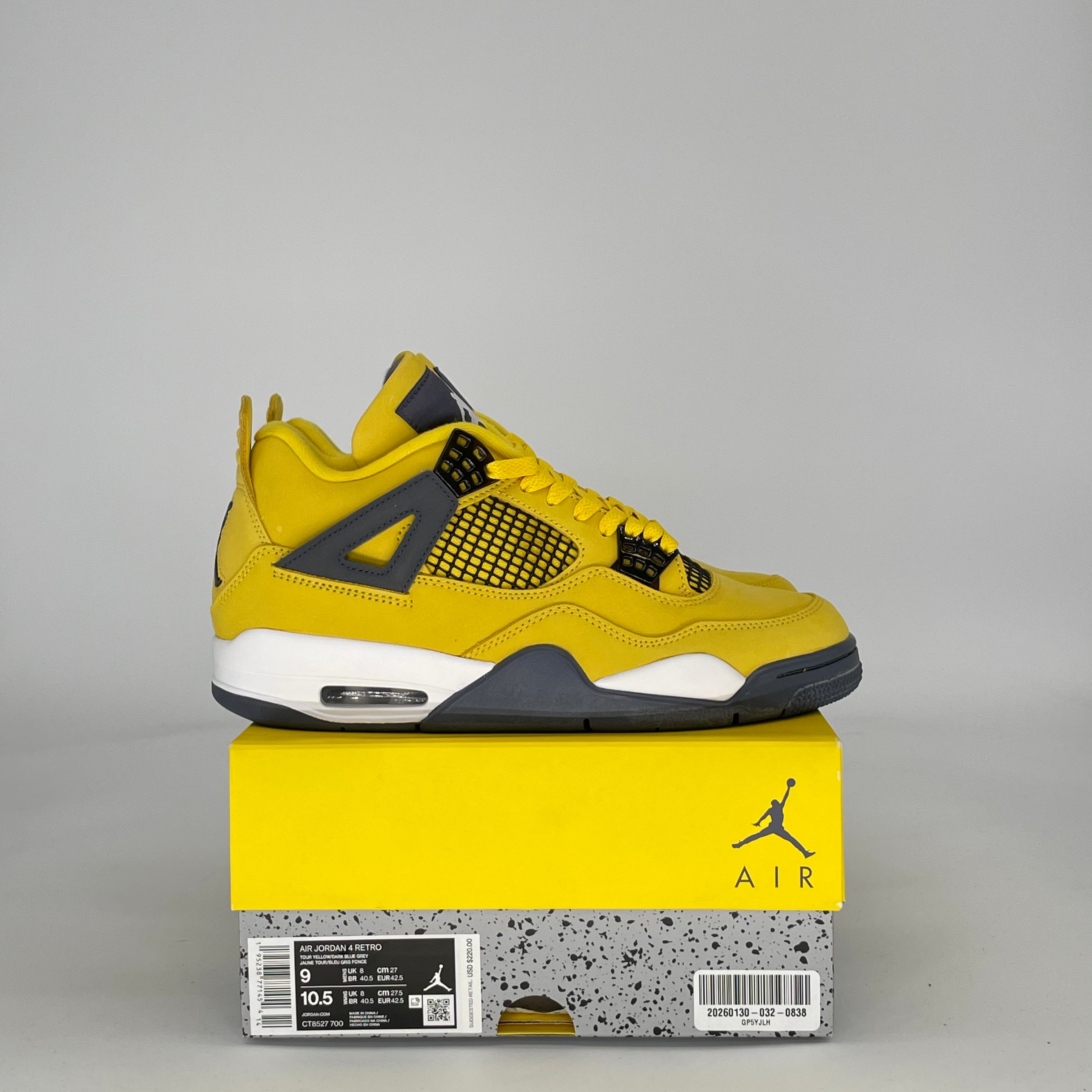 AIR JORDAN 4 LIGHTNING (2021) CT8527-700 SIZE 9/10.5W