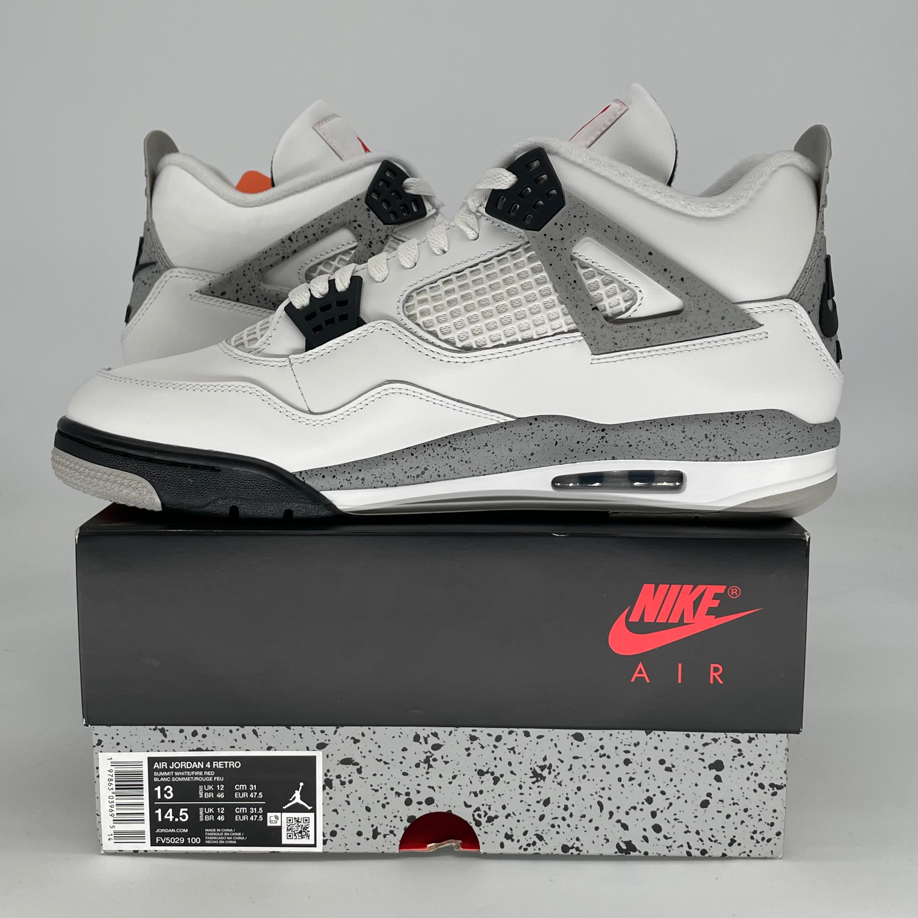AIR JORDAN 4 WHITE CEMENT FV5029-100 SIZE 13/14.5W