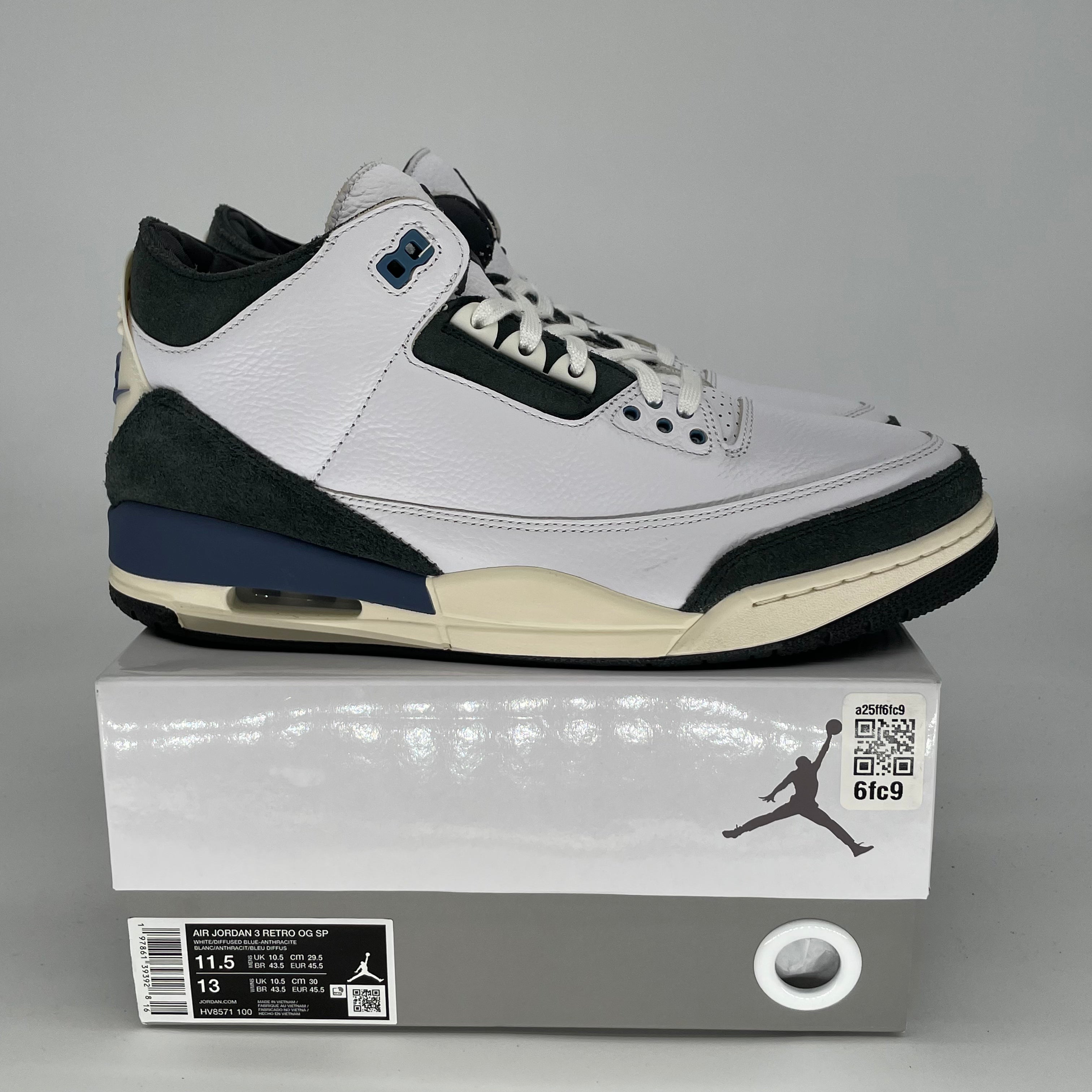 AIR JORDAN 3 A MA MANIERE DIFFUSED BLUE SIZE 11.5/13W HV8571-100
