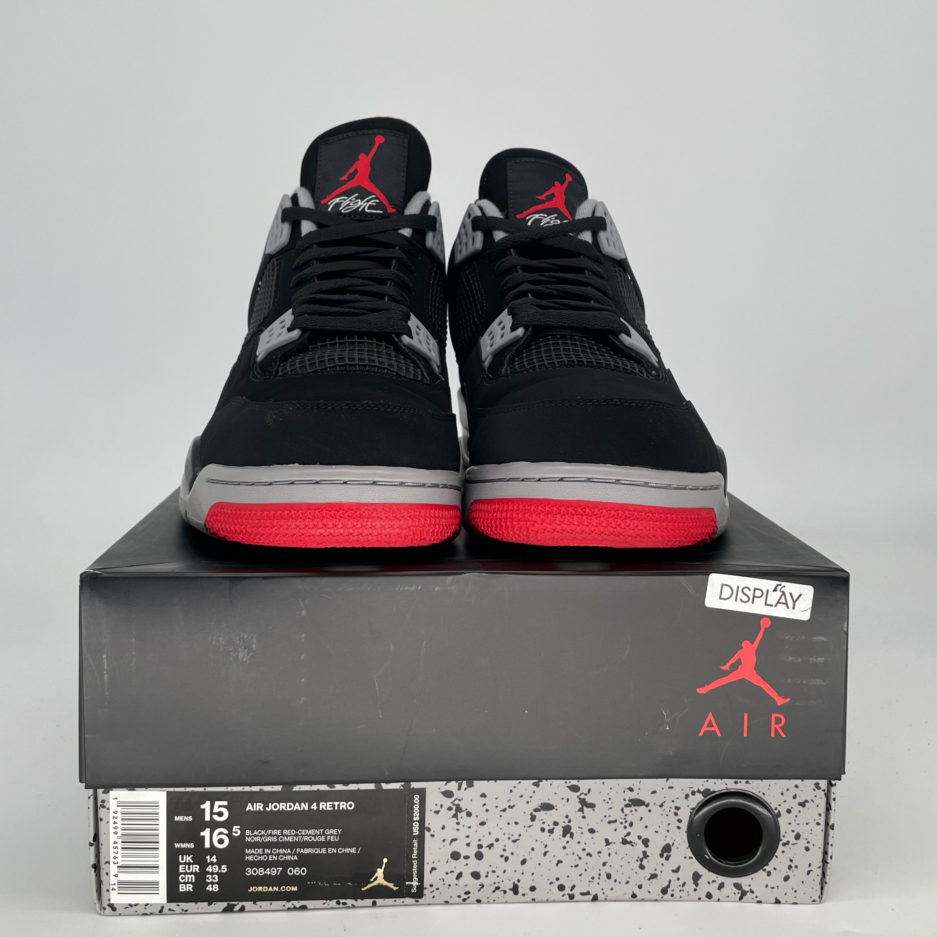 AIR JORDAN 4 BRED 2019 308497-060 SIZE 15/16.5W
