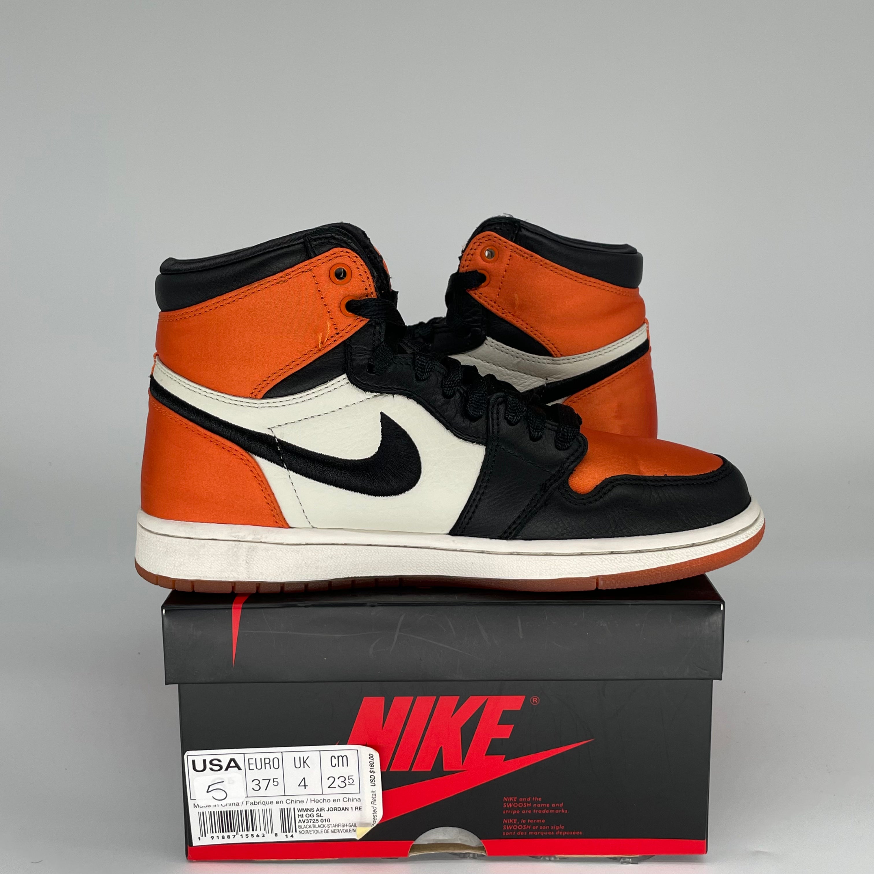 AIR JORDAN 1 SATIN SHATTERED BACKBOARD W  AV3725-010 SIZE 5/6.5W