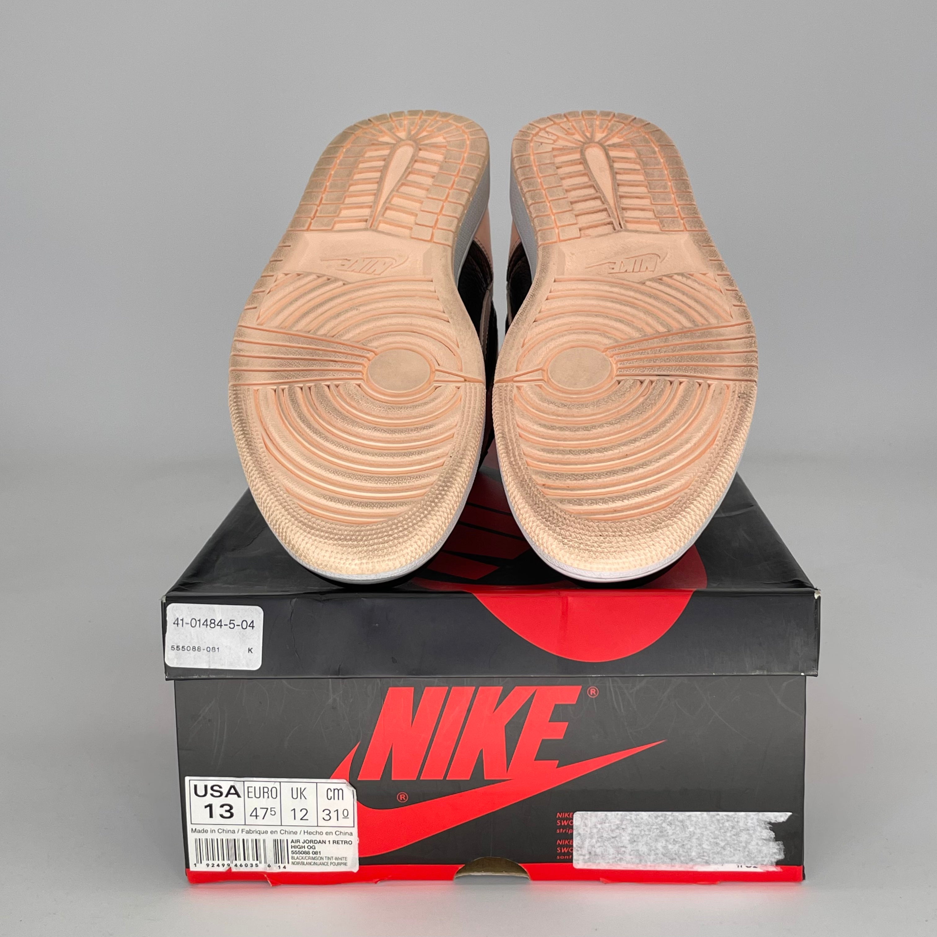 AIR JORDAN 1 BLACK CRIMSON TINT 555088-081 SIZE 13/14.5W