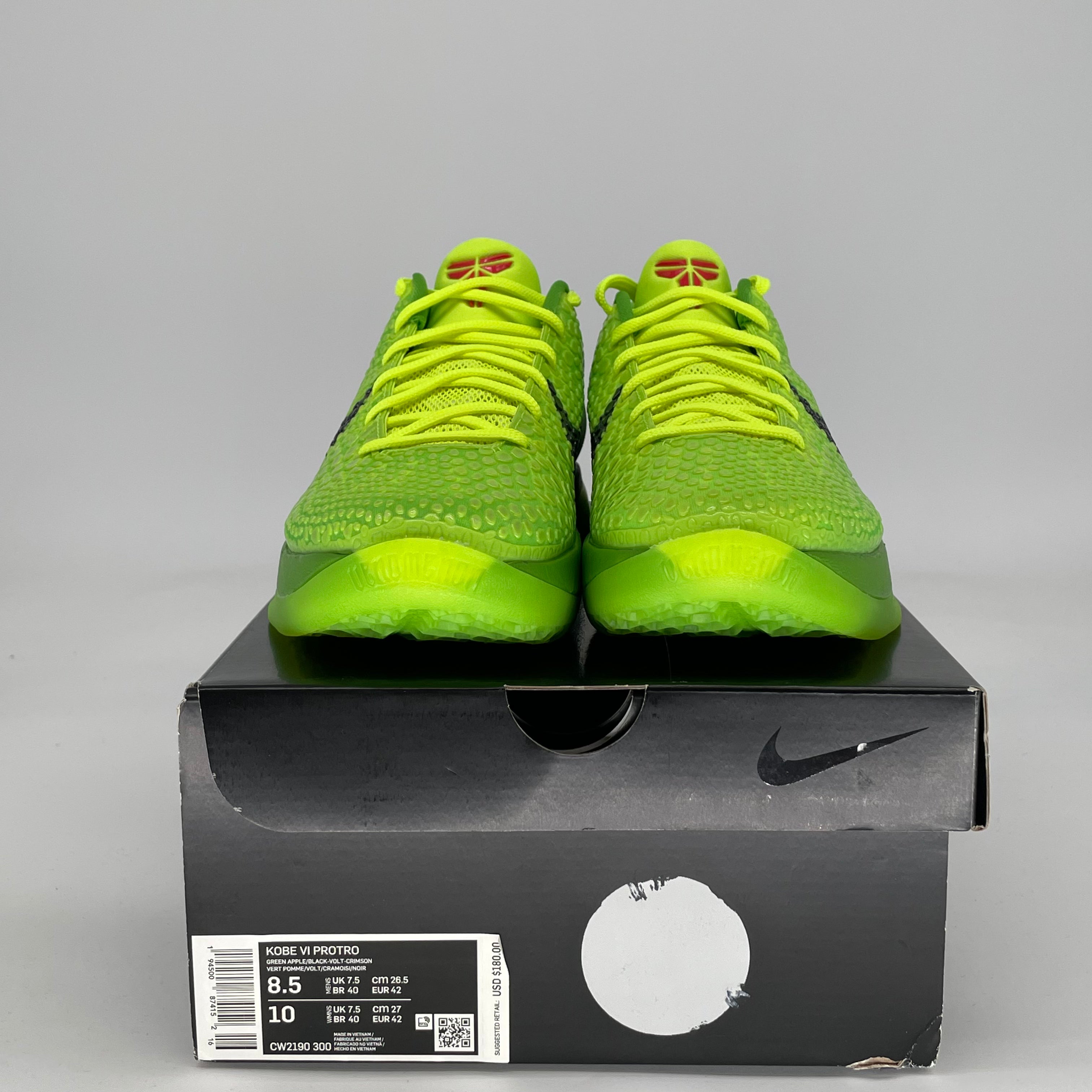 NIKE KOBE 6 PROTRO GRINCH CW2190-300 SIZE 8.5/10W