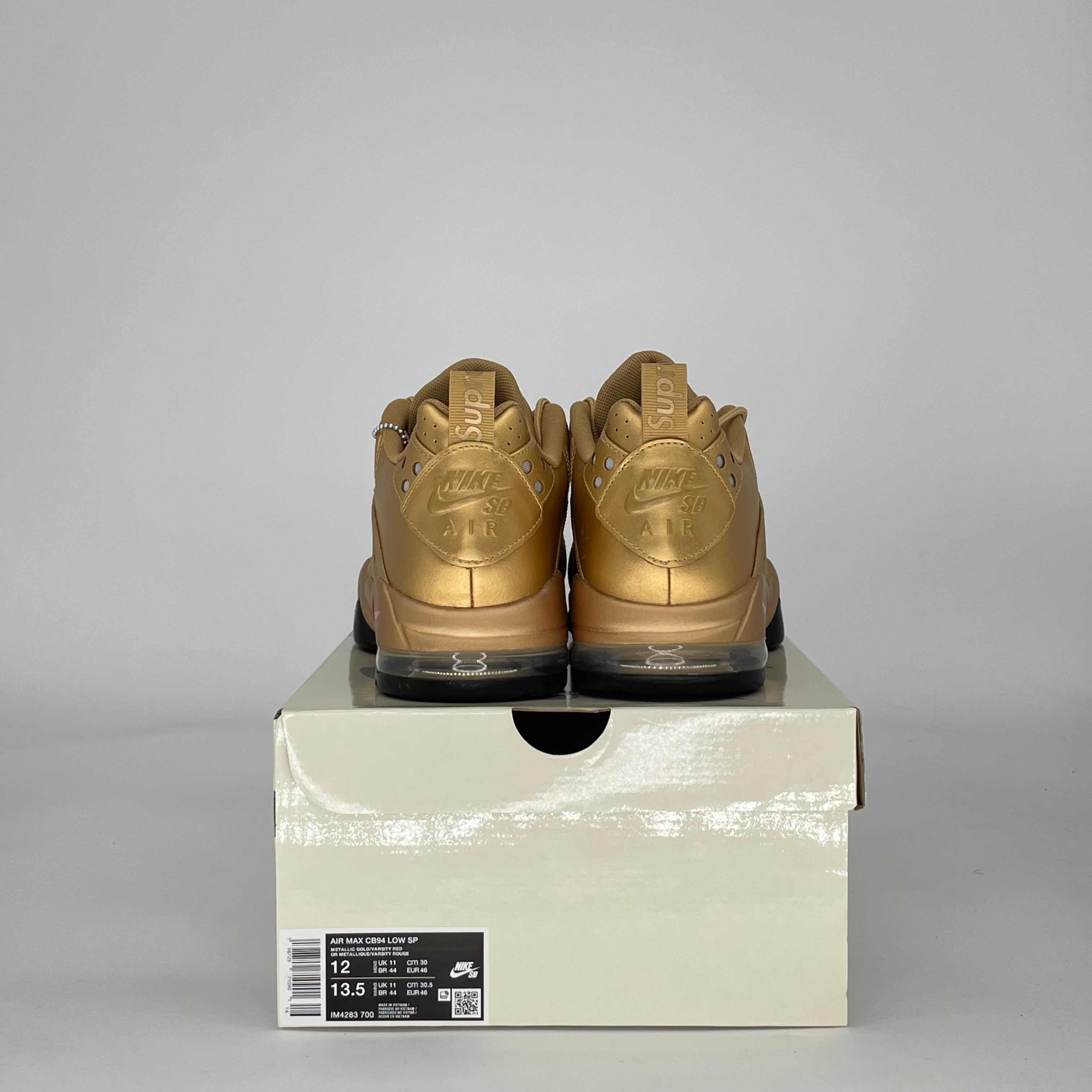 NIKE SB AIR MAX 2 CB '94 LOW SUPREME METALLIC GOLD IM4283-700 SIZE 12/13.5W