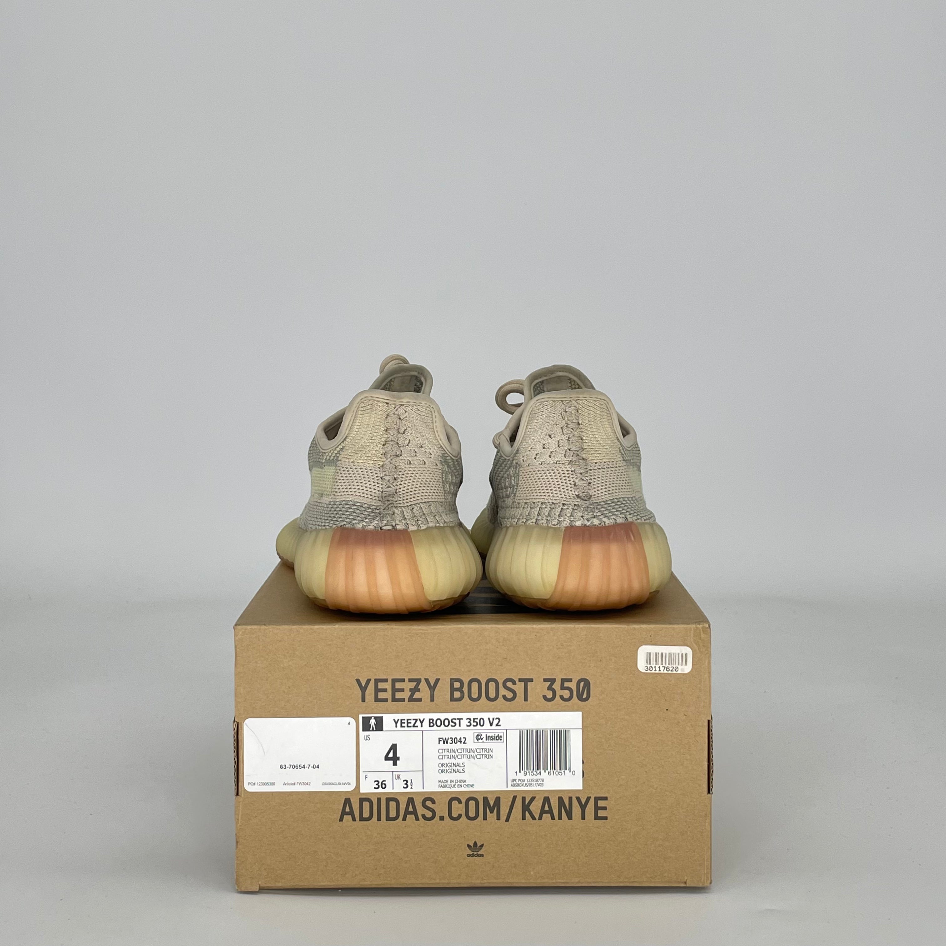 ADIDAS YEEZY BOOST 350 V2 CITRIN (NON-REFLECTIVE) FW3042 SIZE 4/5.5W GS