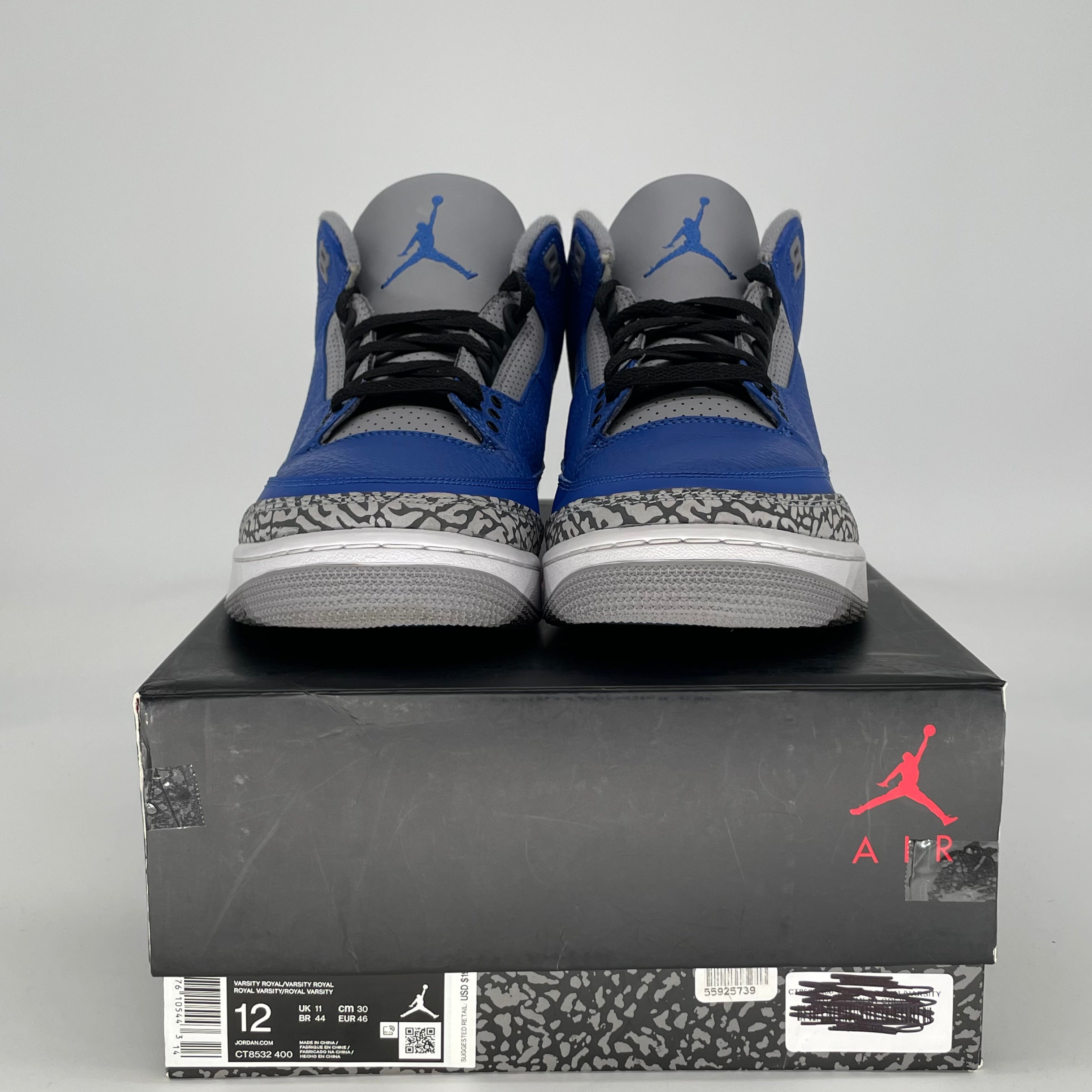 AIR JORDAN 3 VARSITY ROYAL CEMENT CT8532-400 SIZE 12/13.5W
