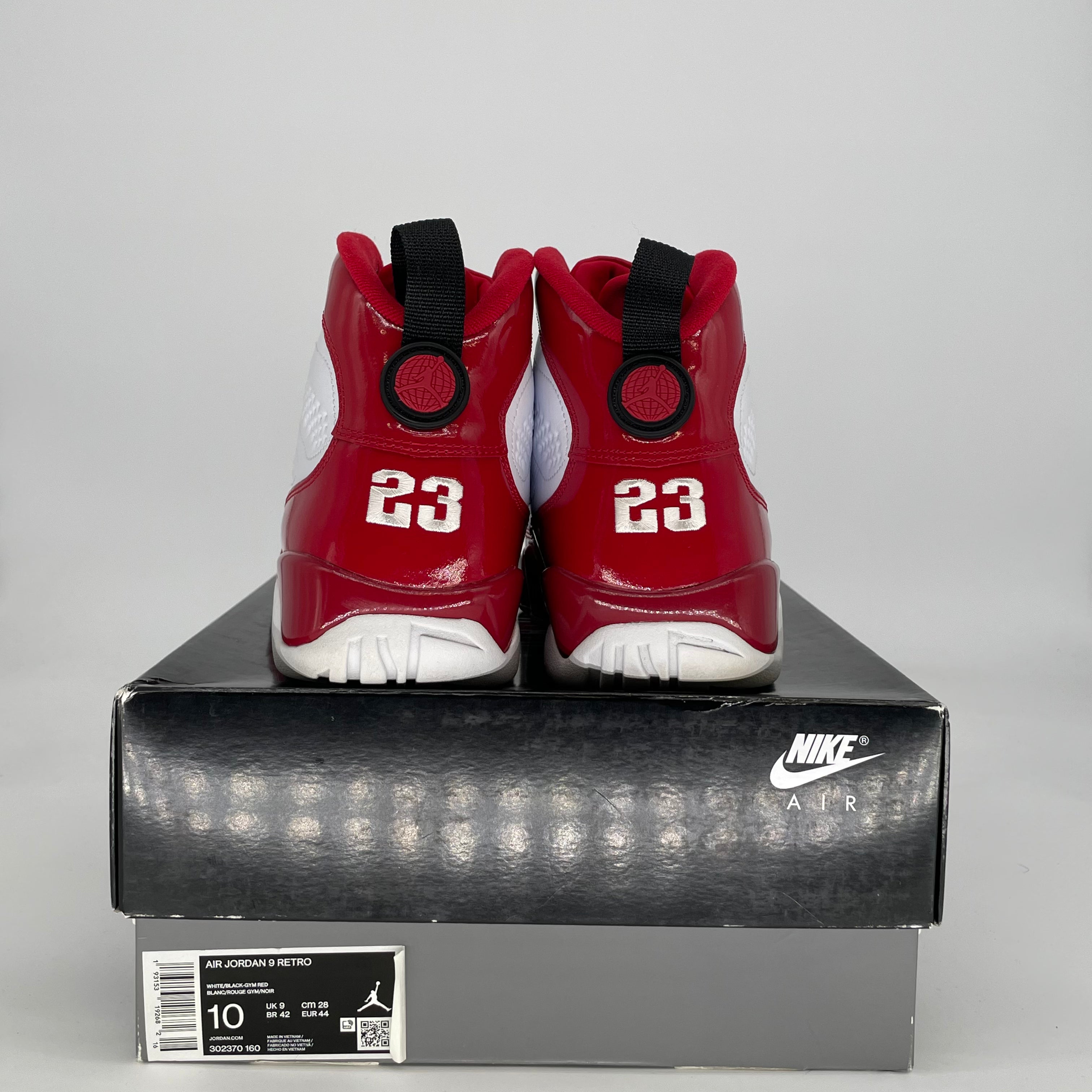 AIR JORDAN 9 WHITE GYM RED 302370-160 SIZE 10/11.5W