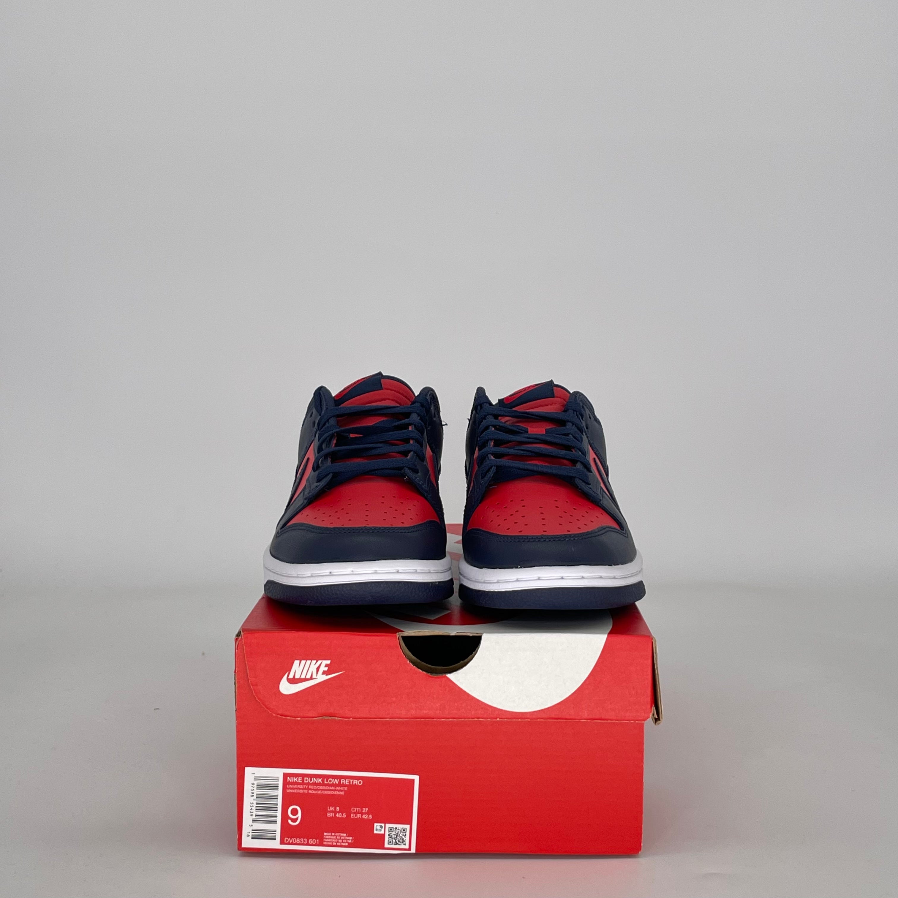 NIKE DUNK LOW UNIVERSITY RED OBSIDIAN DV0833-601 SIZE 9/10.5W