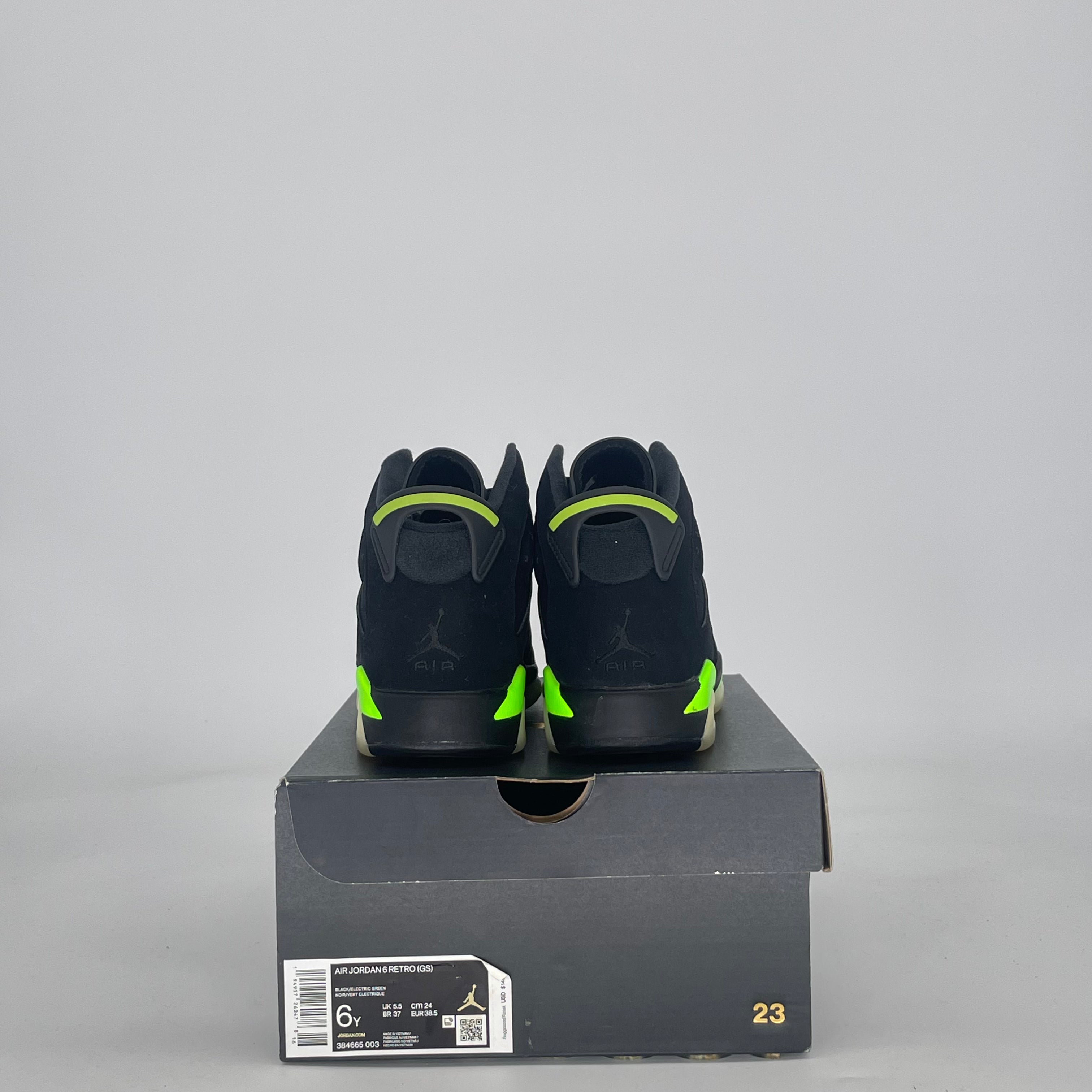 AIR JORDAN 6 ELECTRIC GREEN 384665-003 SIZE 6/7.5W GS
