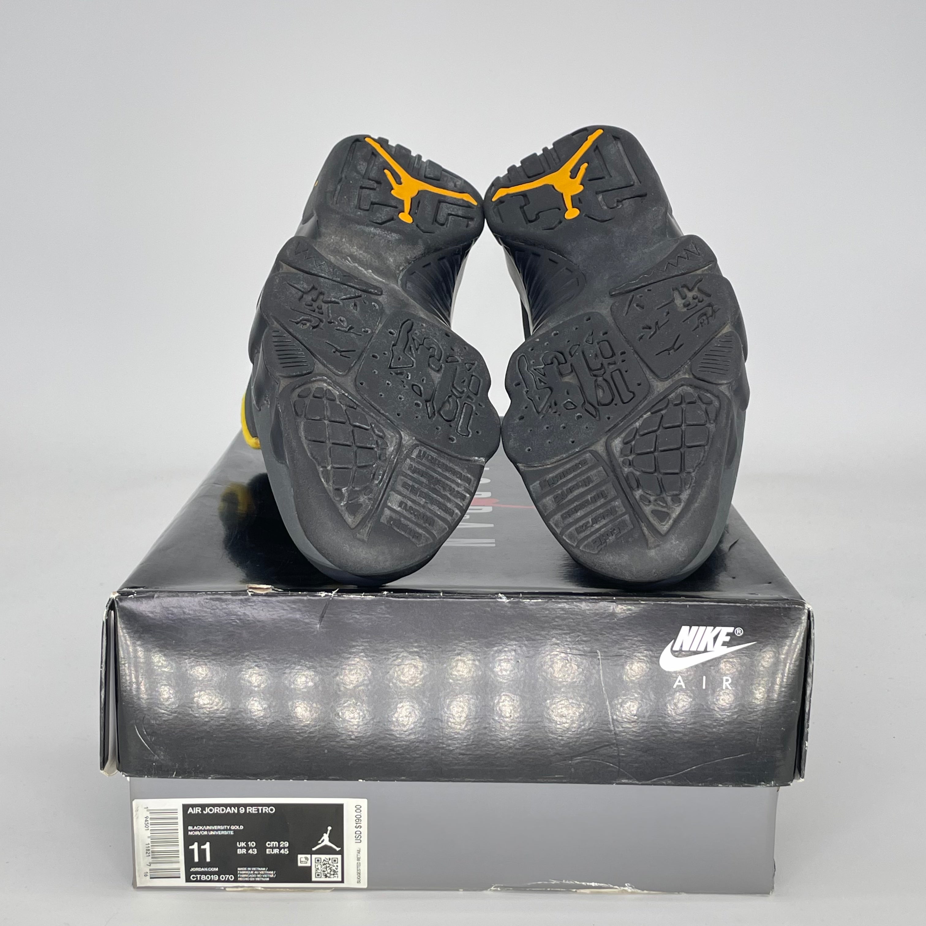 Air Jordan 9 Retro Dark Charcoal University Gold Size 11 