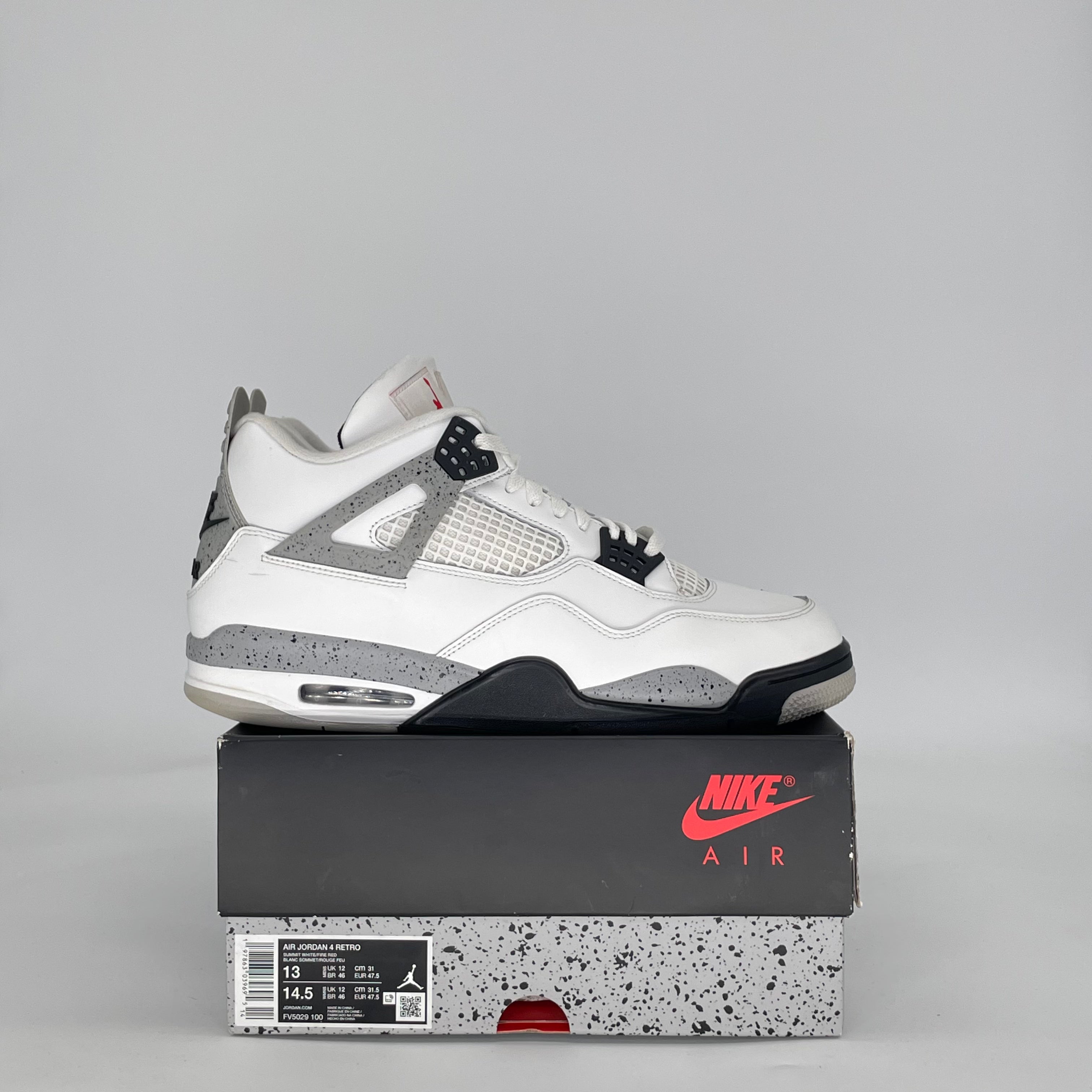 AIR JORDAN 4 WHITE CEMENT FV5029-100 SIZE 13/14.5W