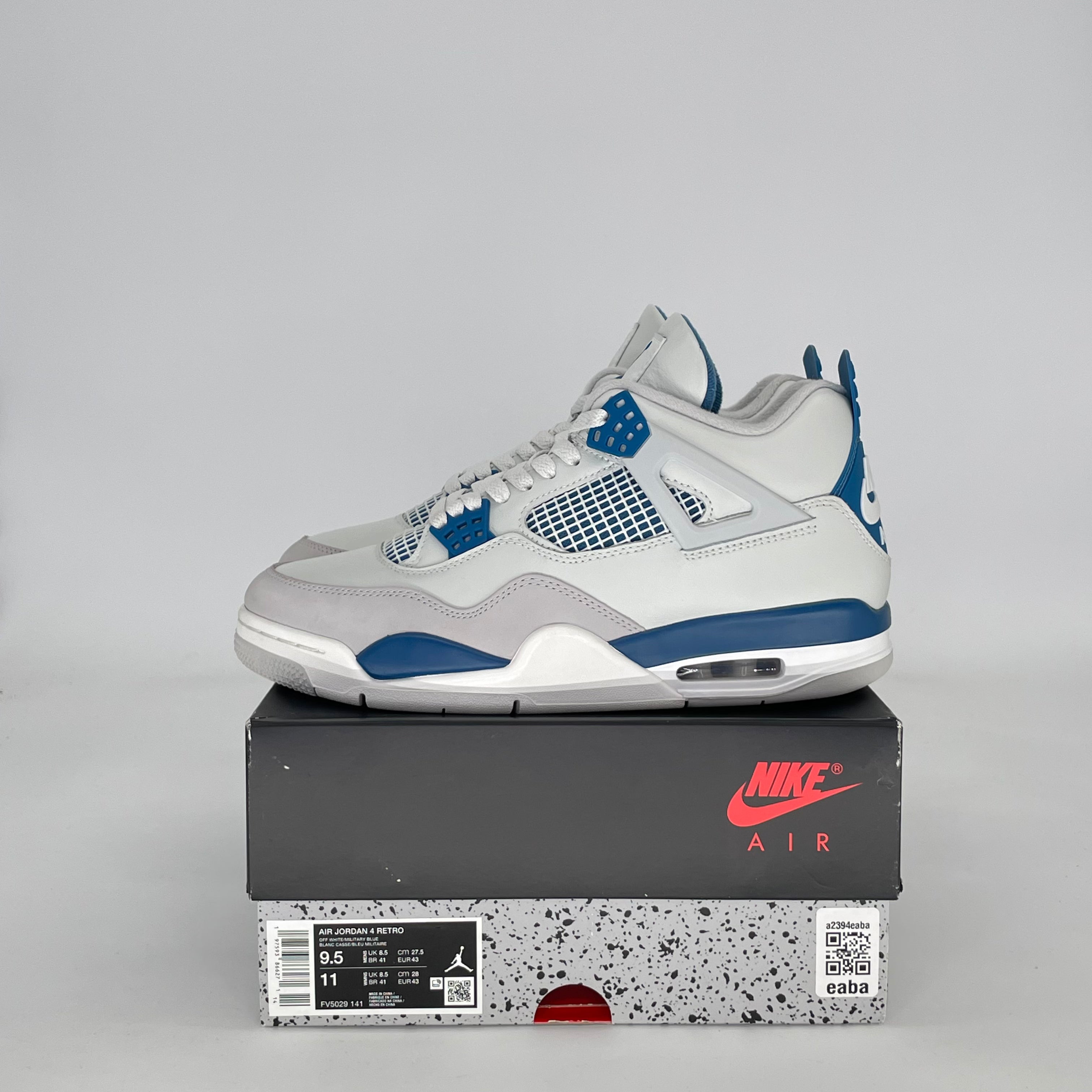 AIR JORDAN 4 MILITARY BLUE (2024) FV5029-141 SIZE 9.5/11W